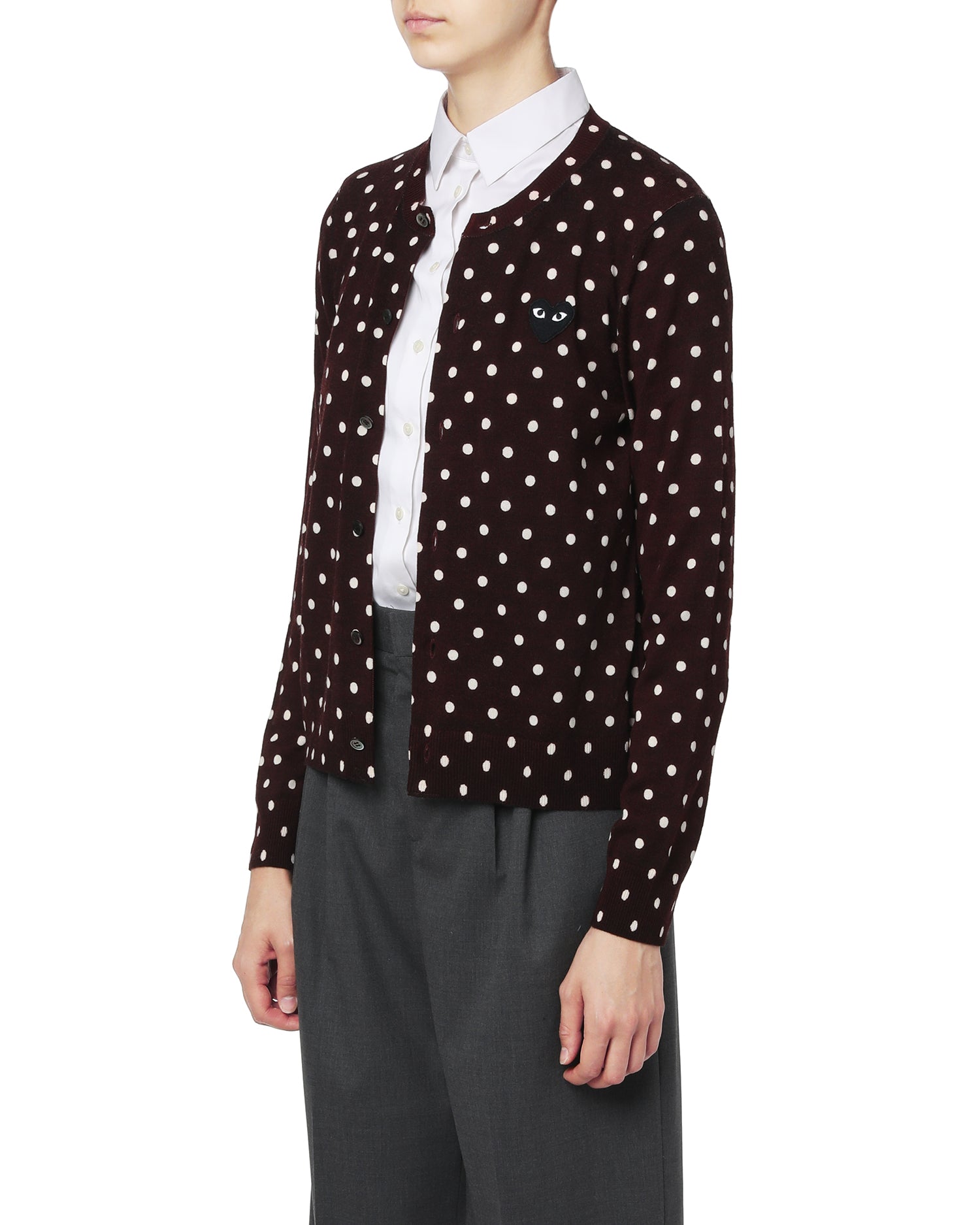 Heart logo polka dot cardigan