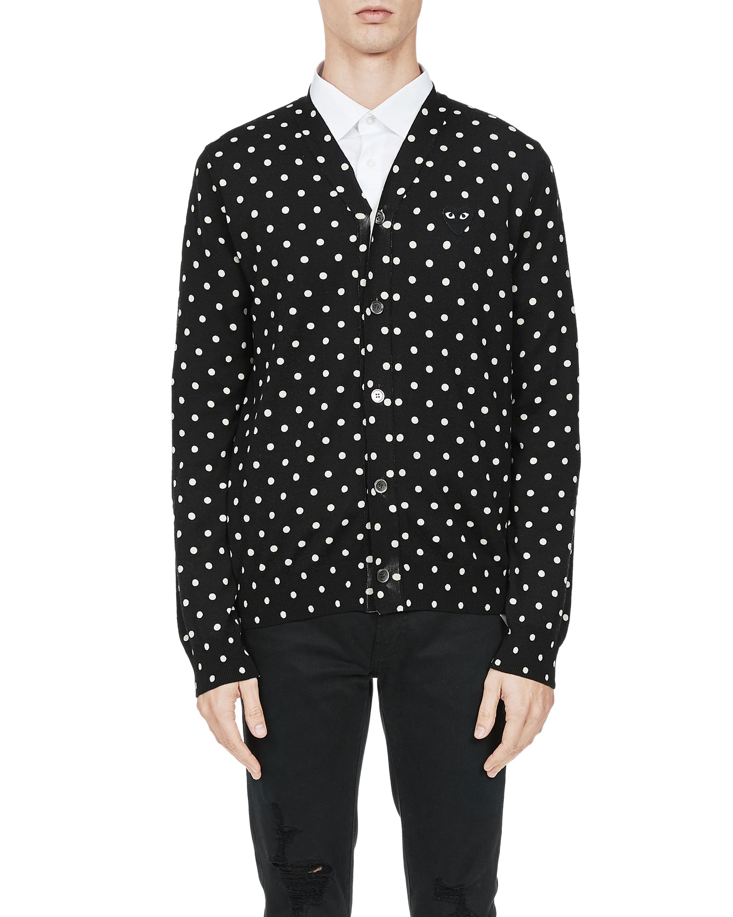 Heart logo polka dot cardigan