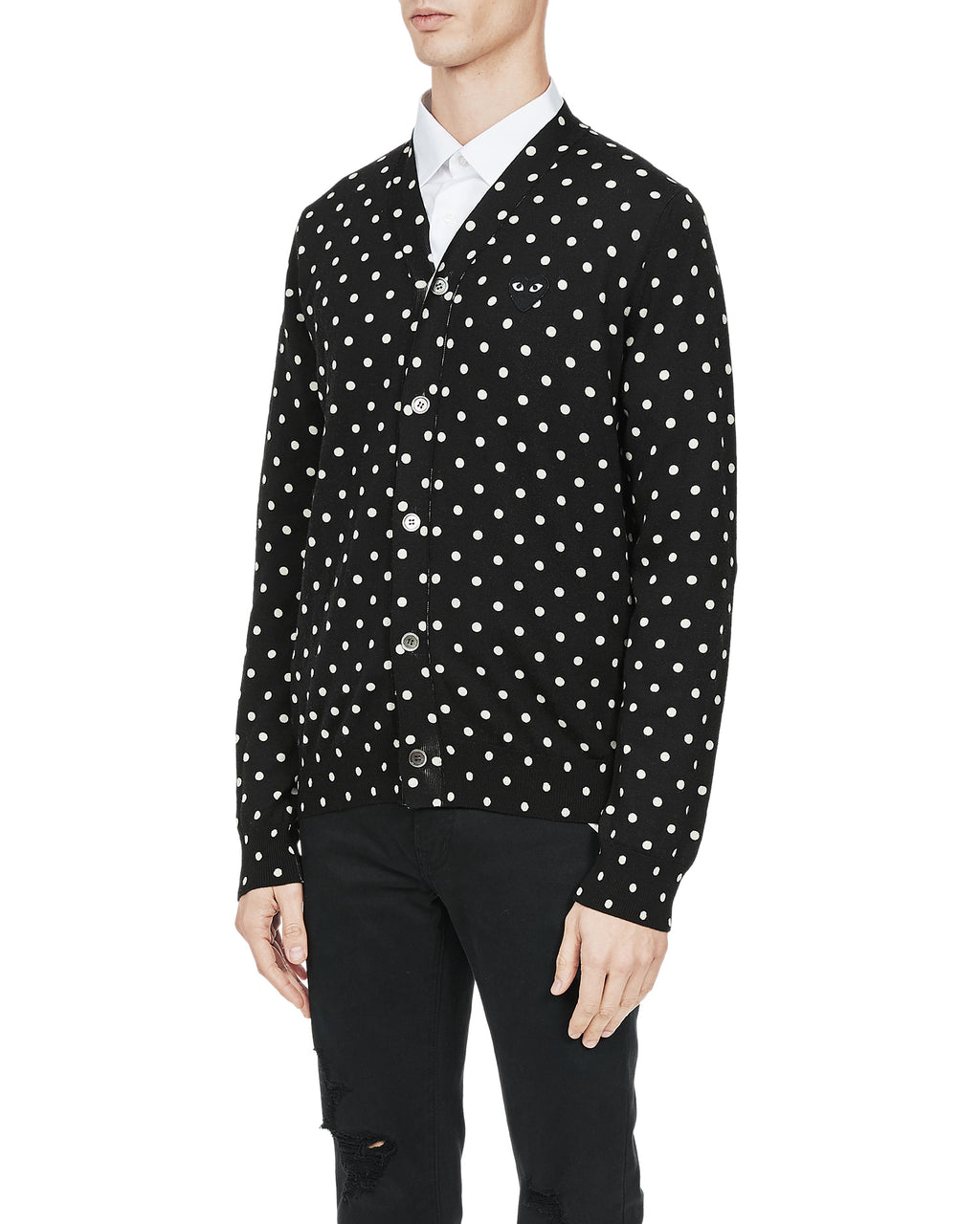 Heart logo polka dot cardigan