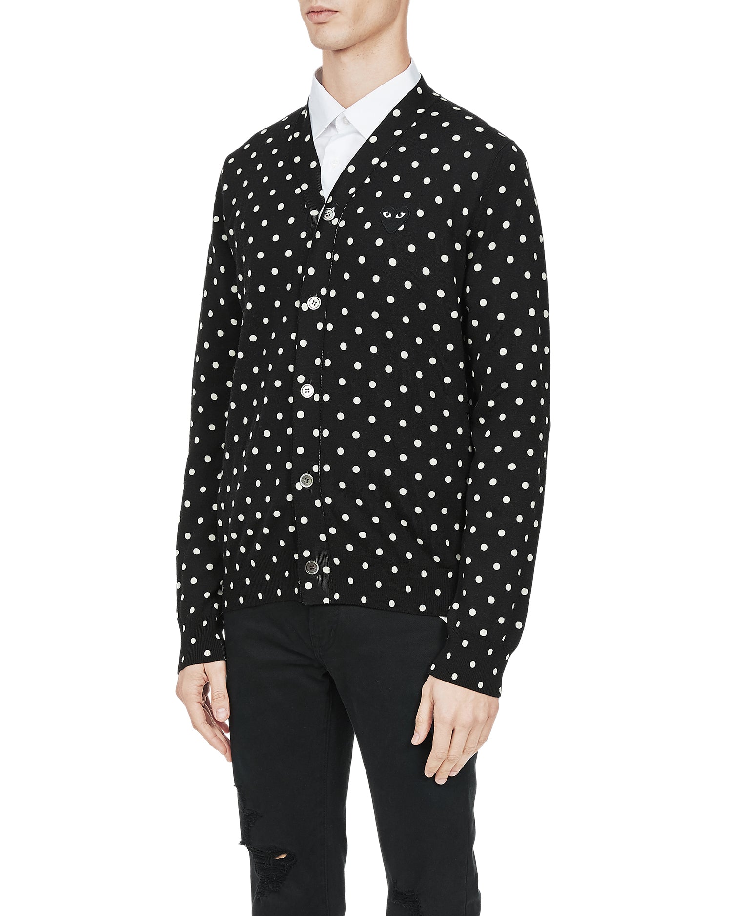 Heart logo polka dot cardigan