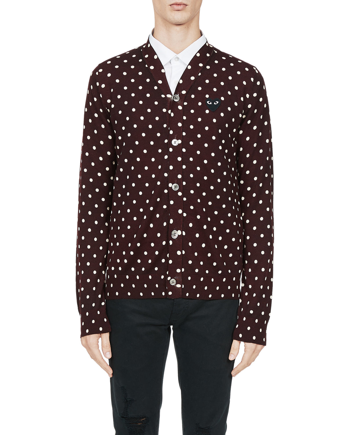 Heart logo polka dot cardigan