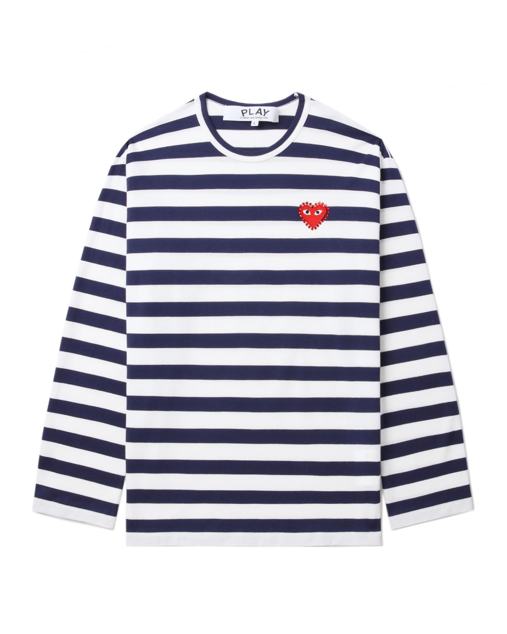Rhinestone heart wide stripes tee