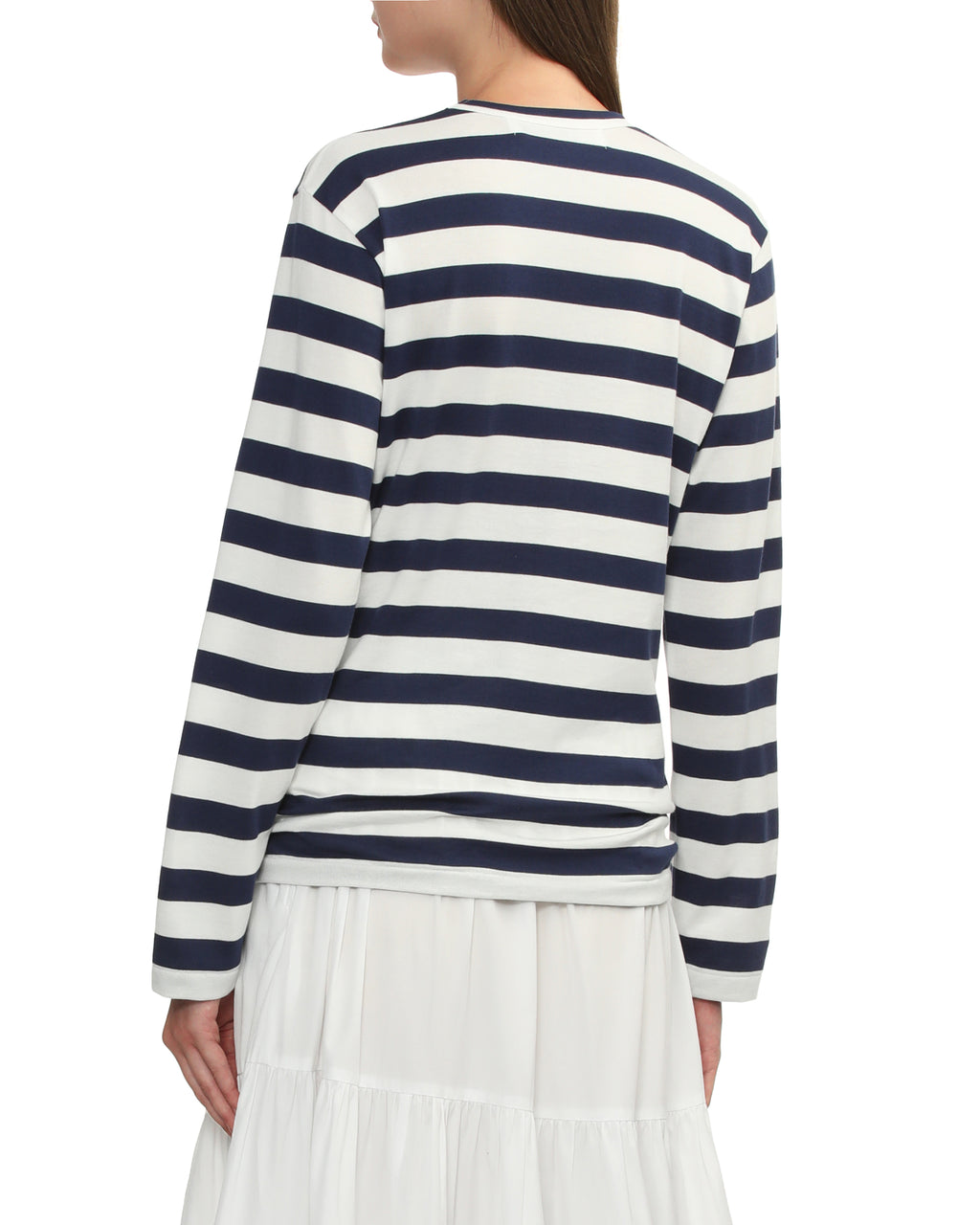 Rhinestone heart wide stripes tee