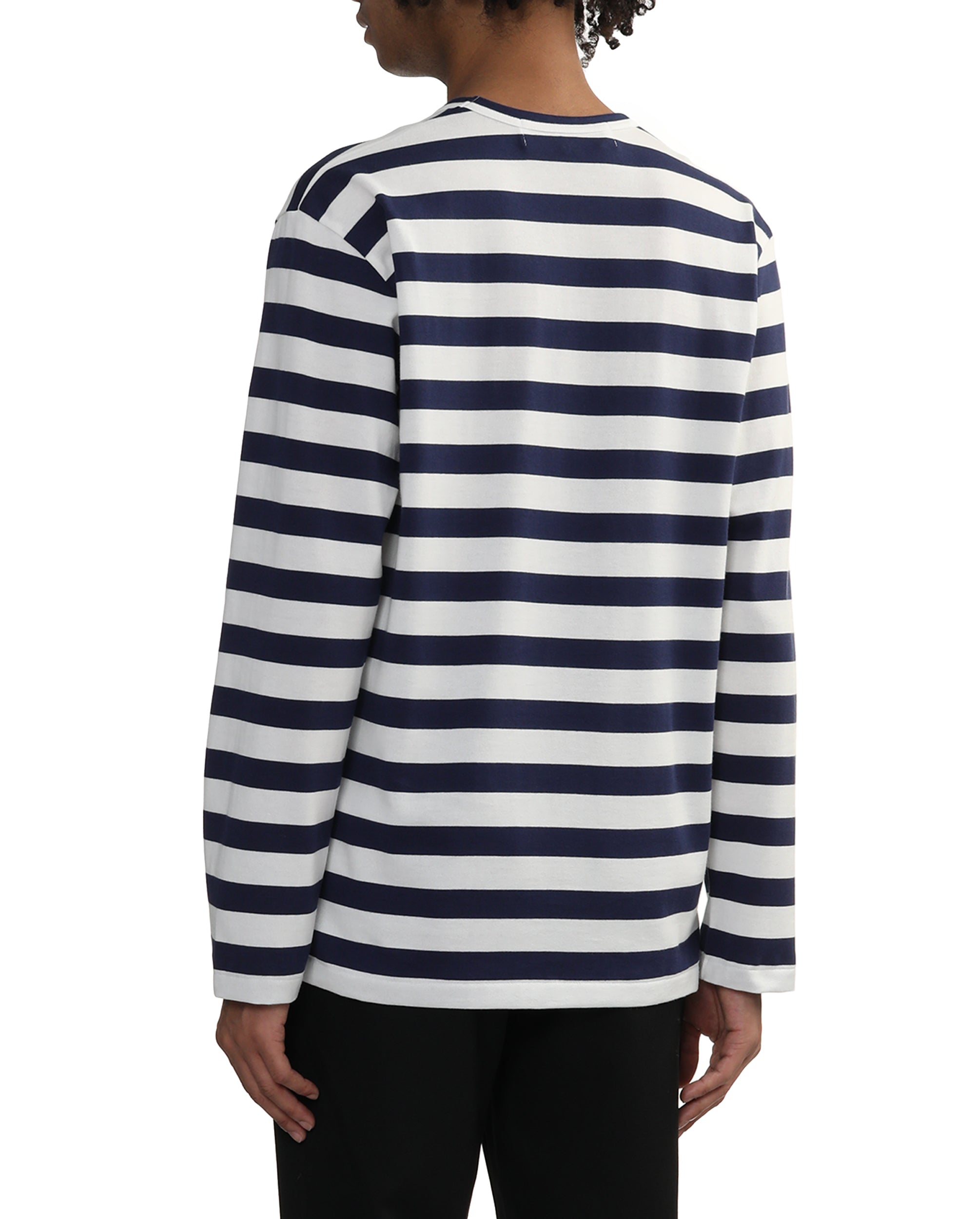 Rhinestone heart wide stripes tee