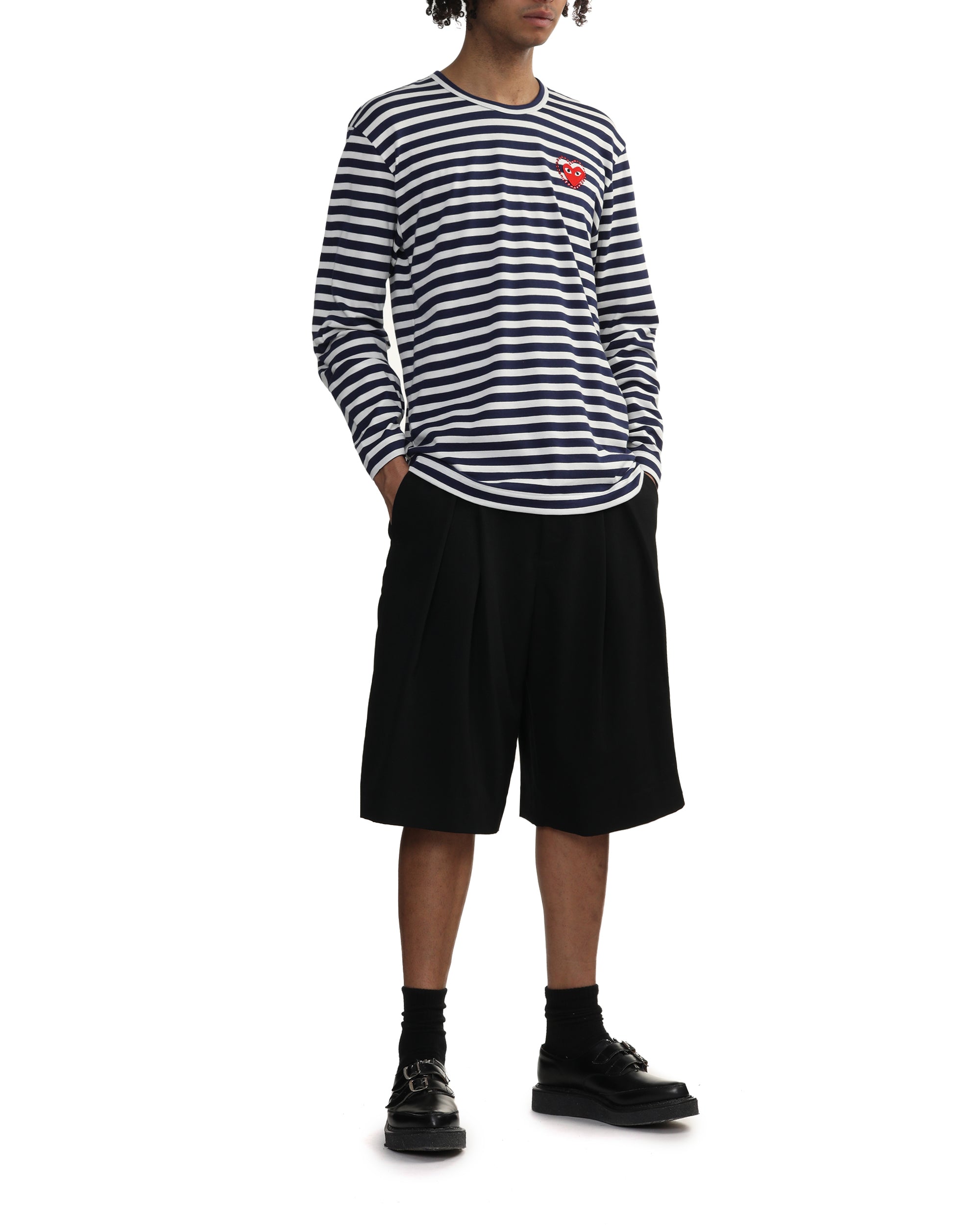 Rhinestone heart striped tee