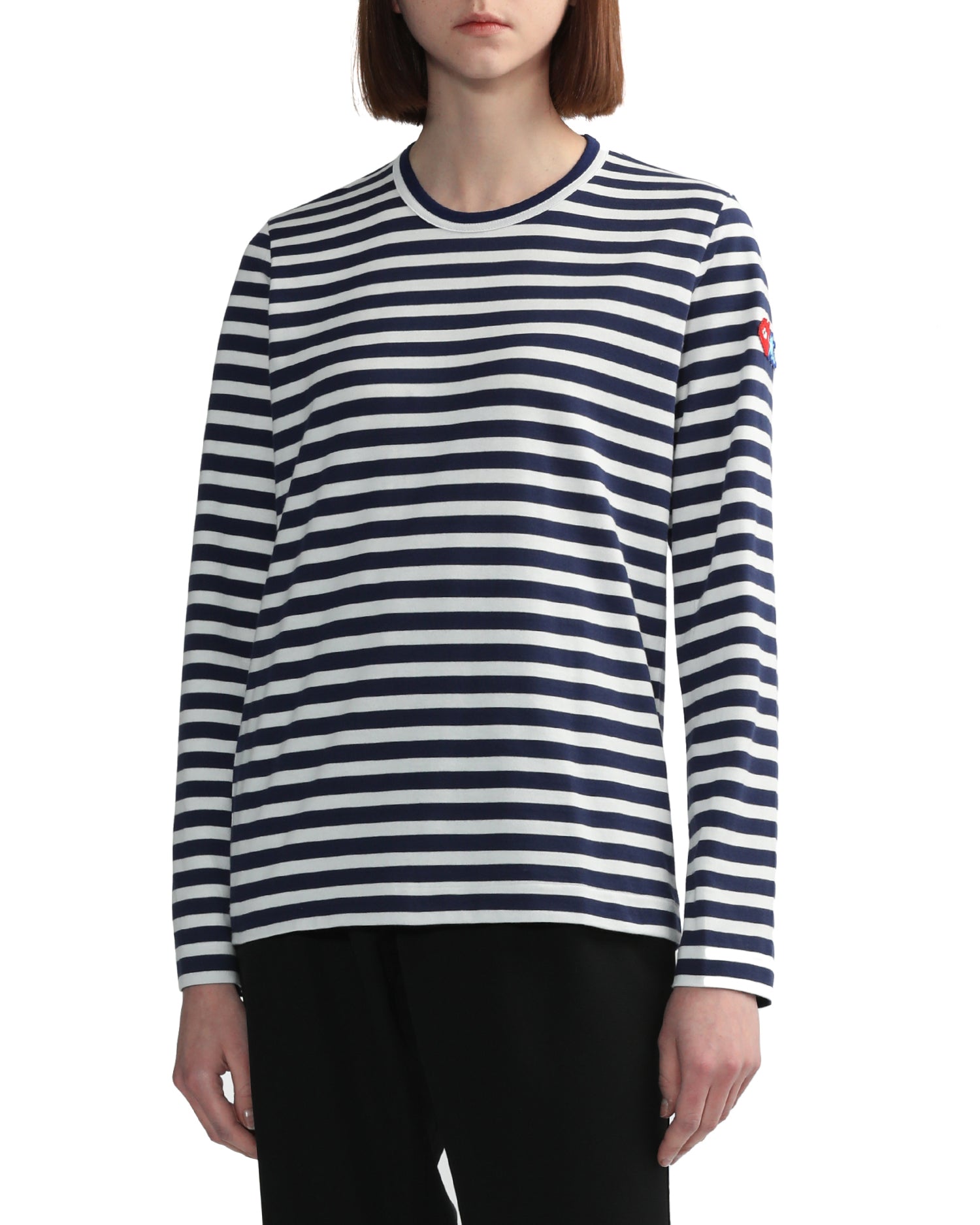 X INVADER striped long-sleeve tee