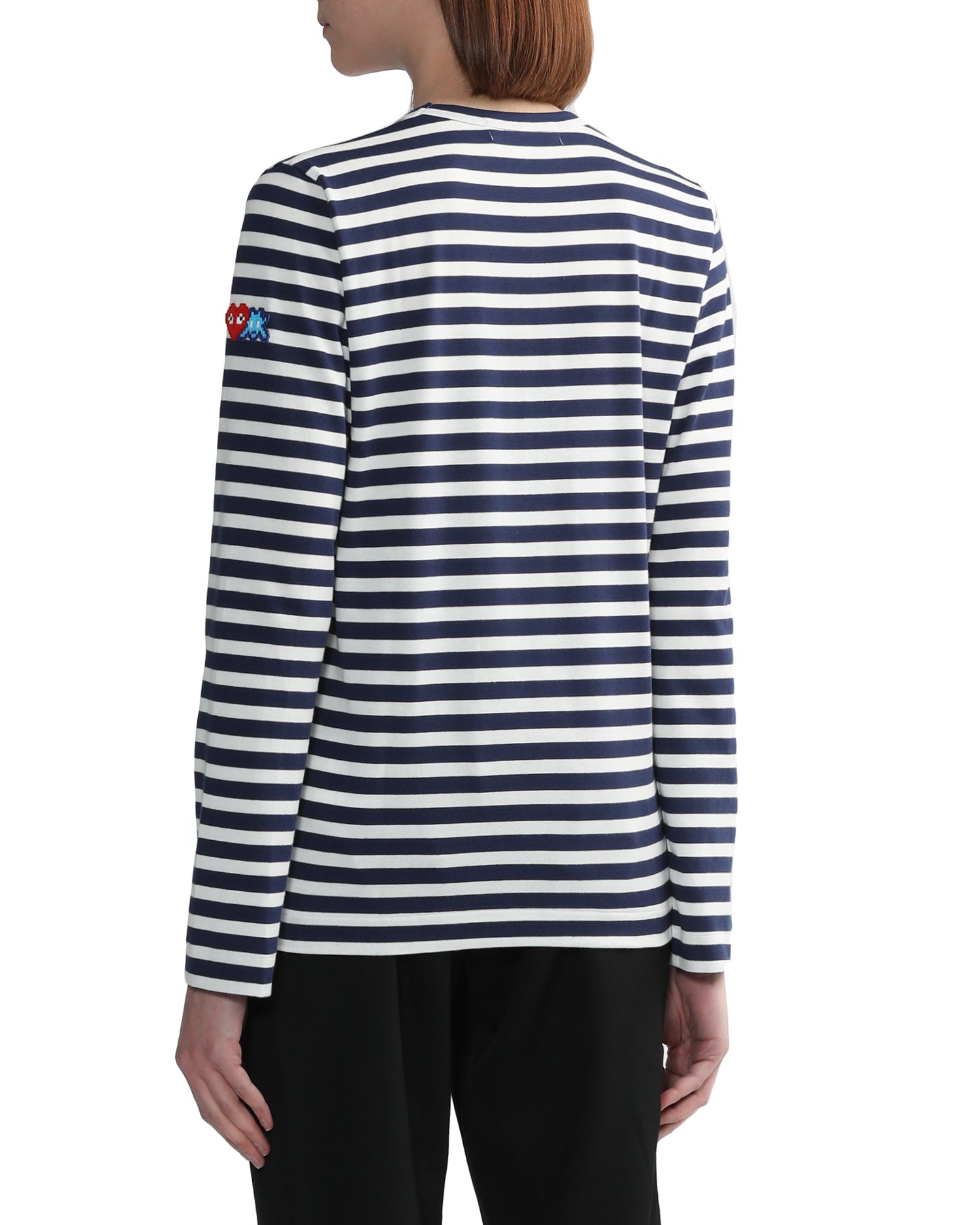 X INVADER striped long-sleeve tee