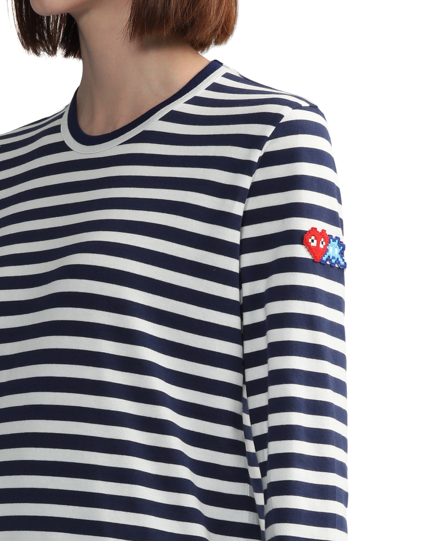 X INVADER striped long-sleeve tee