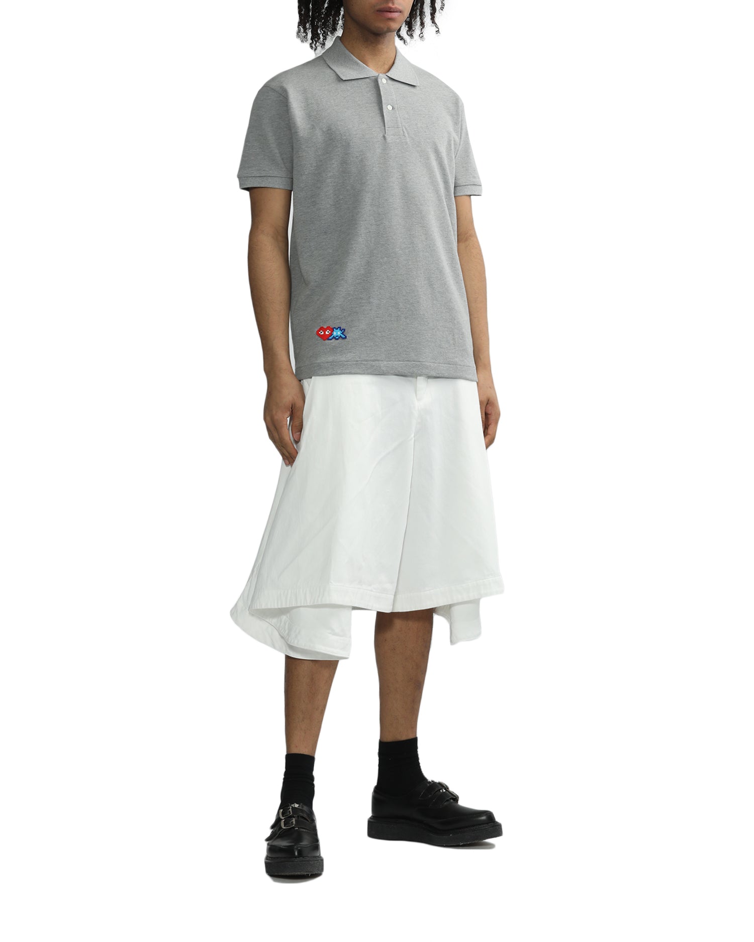 X INVADER embroidered short sleeve polo shirt