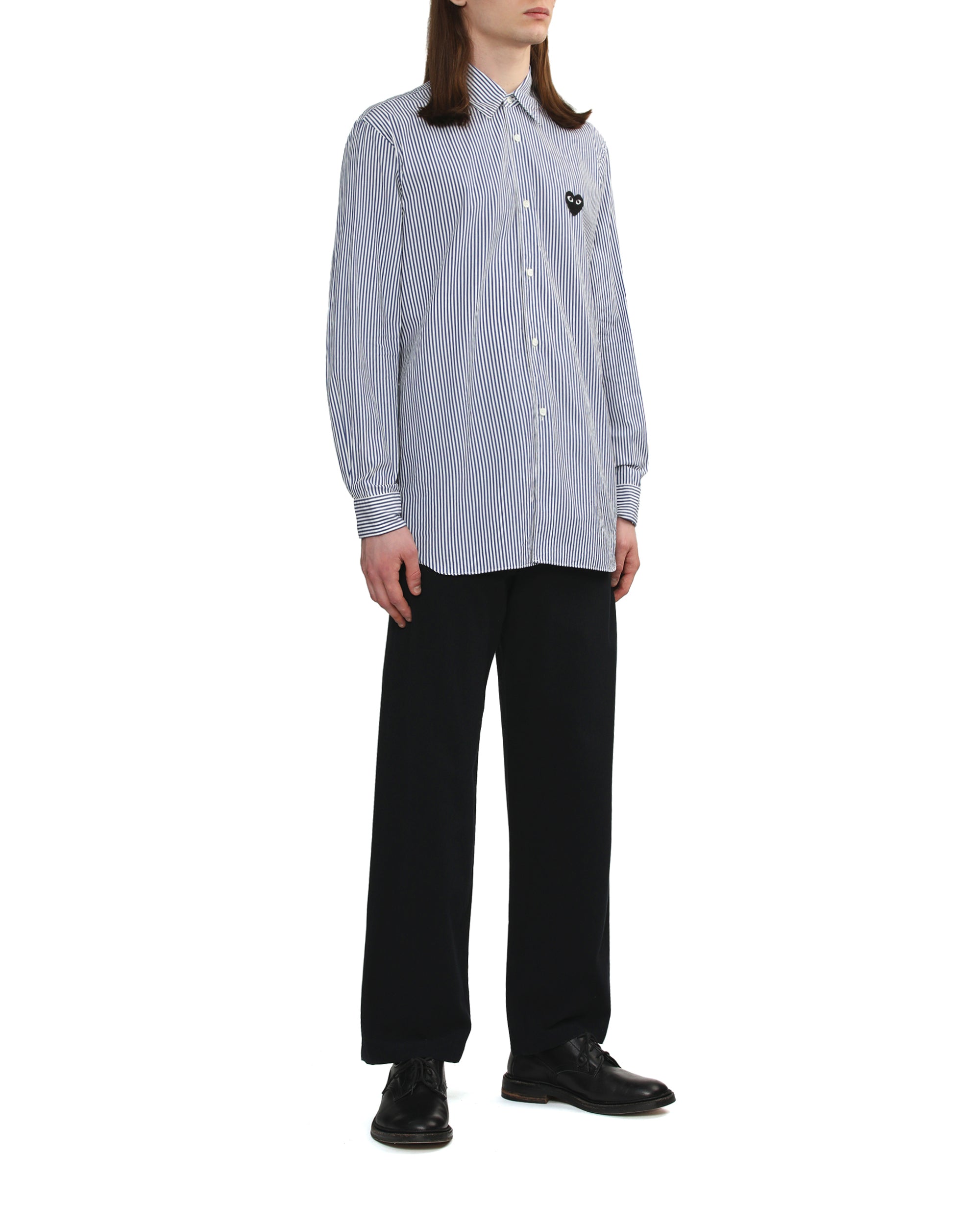 Heart patch stripe shirt
