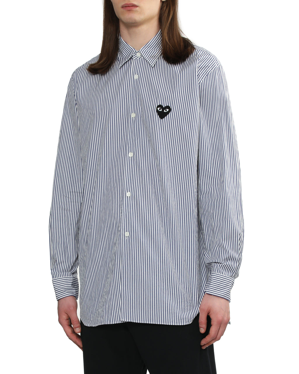 Heart patch stripe shirt