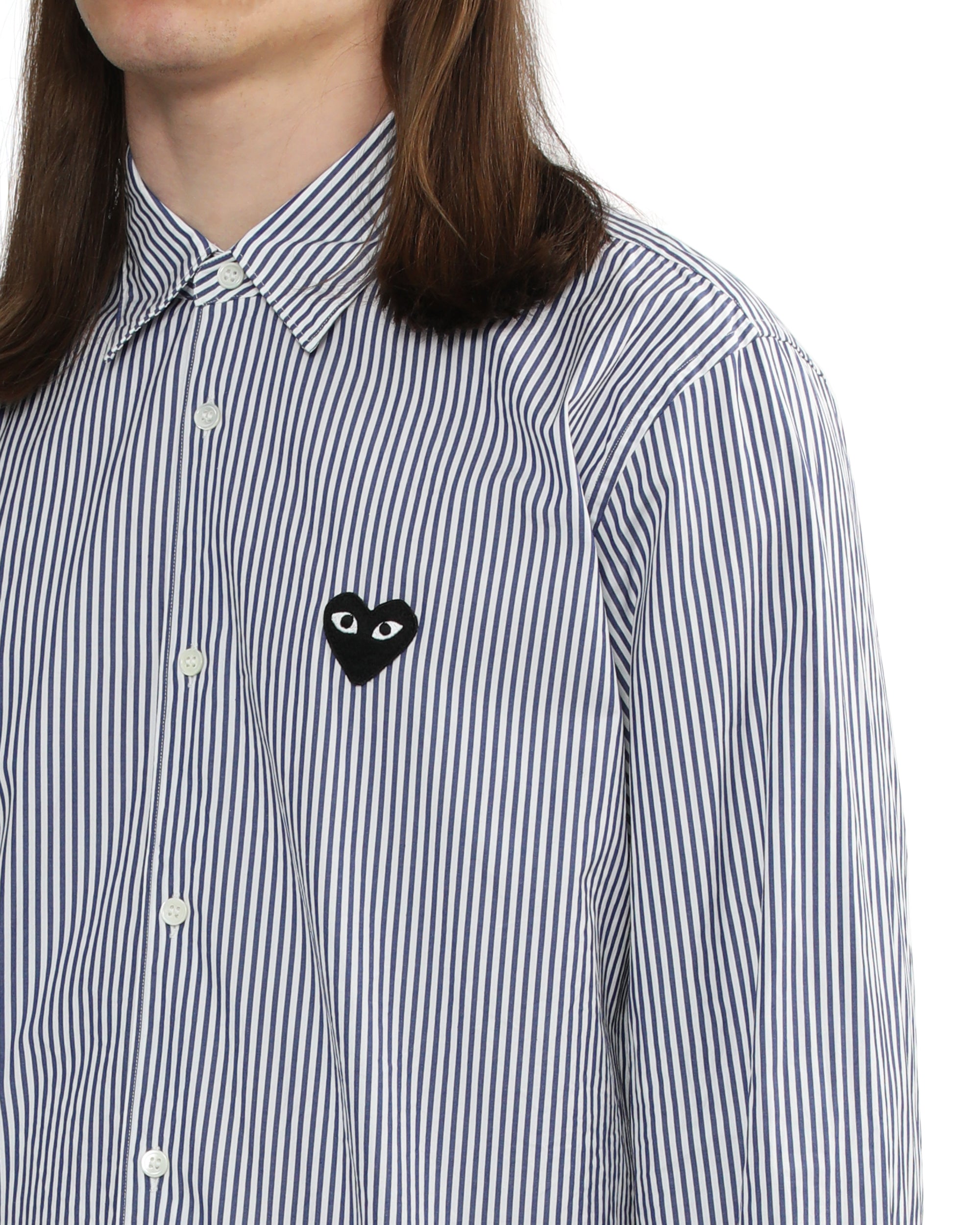 Heart patch stripe shirt