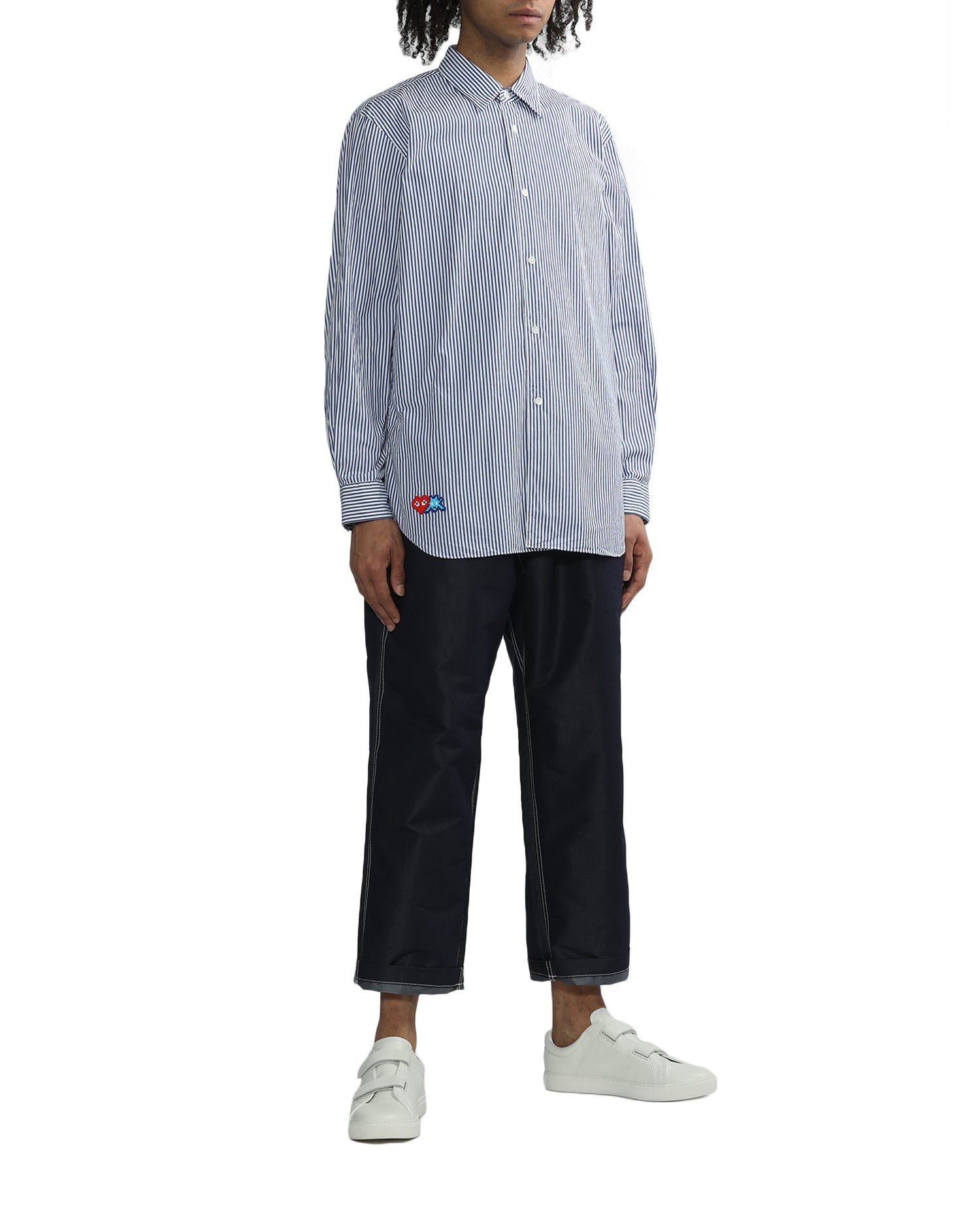 X INVADER logo stripe shirt