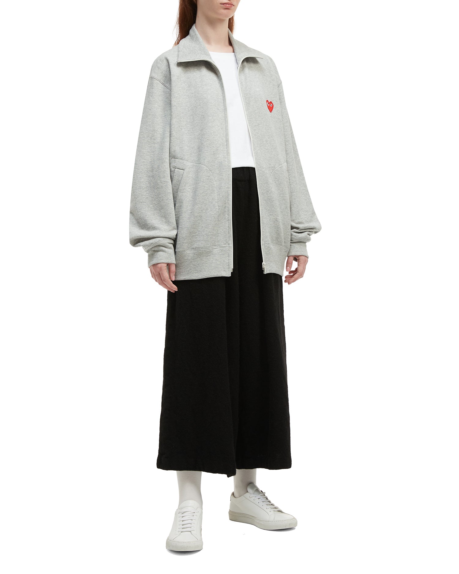 Heart logo zip-up cardigan