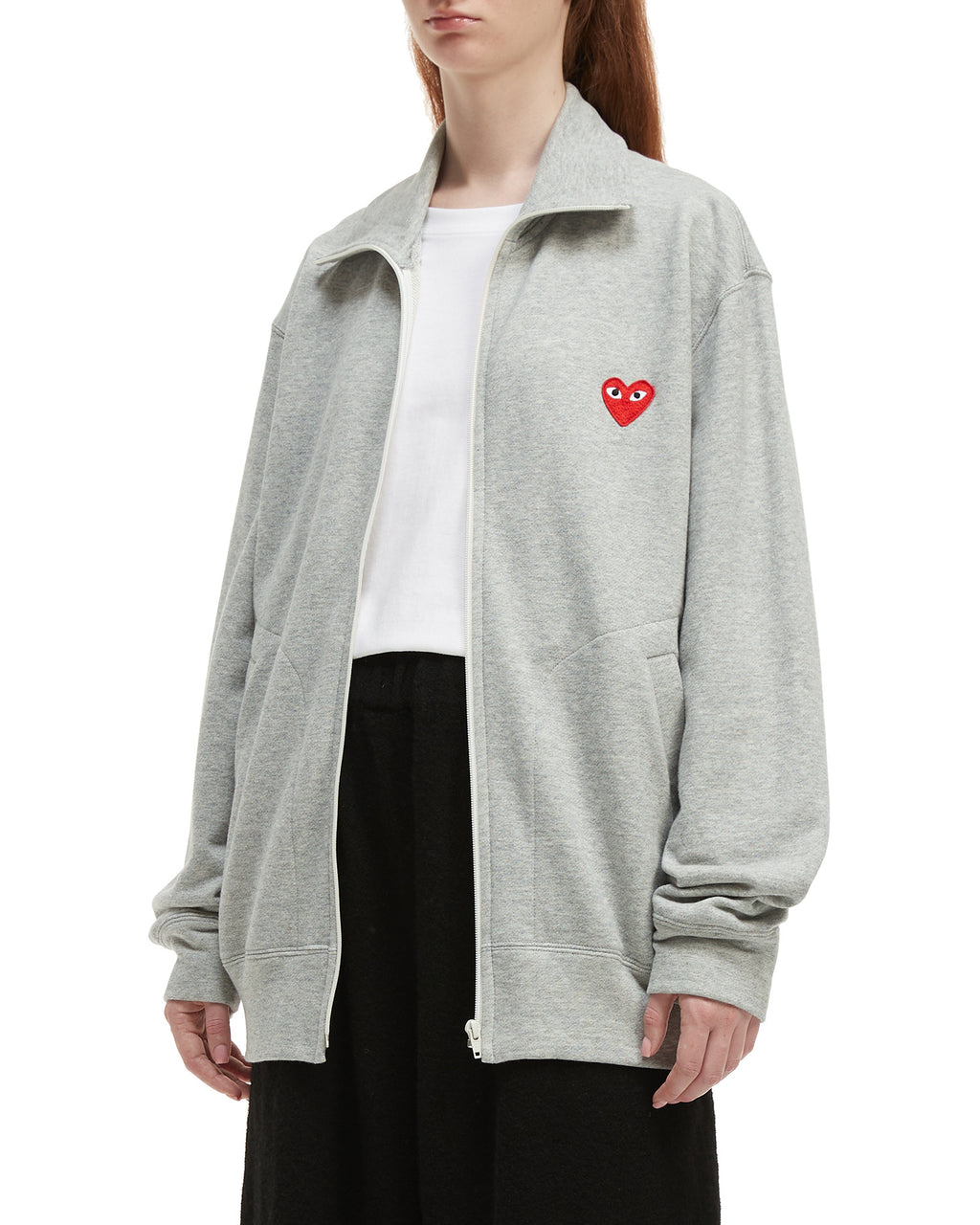Heart logo zip-up cardigan