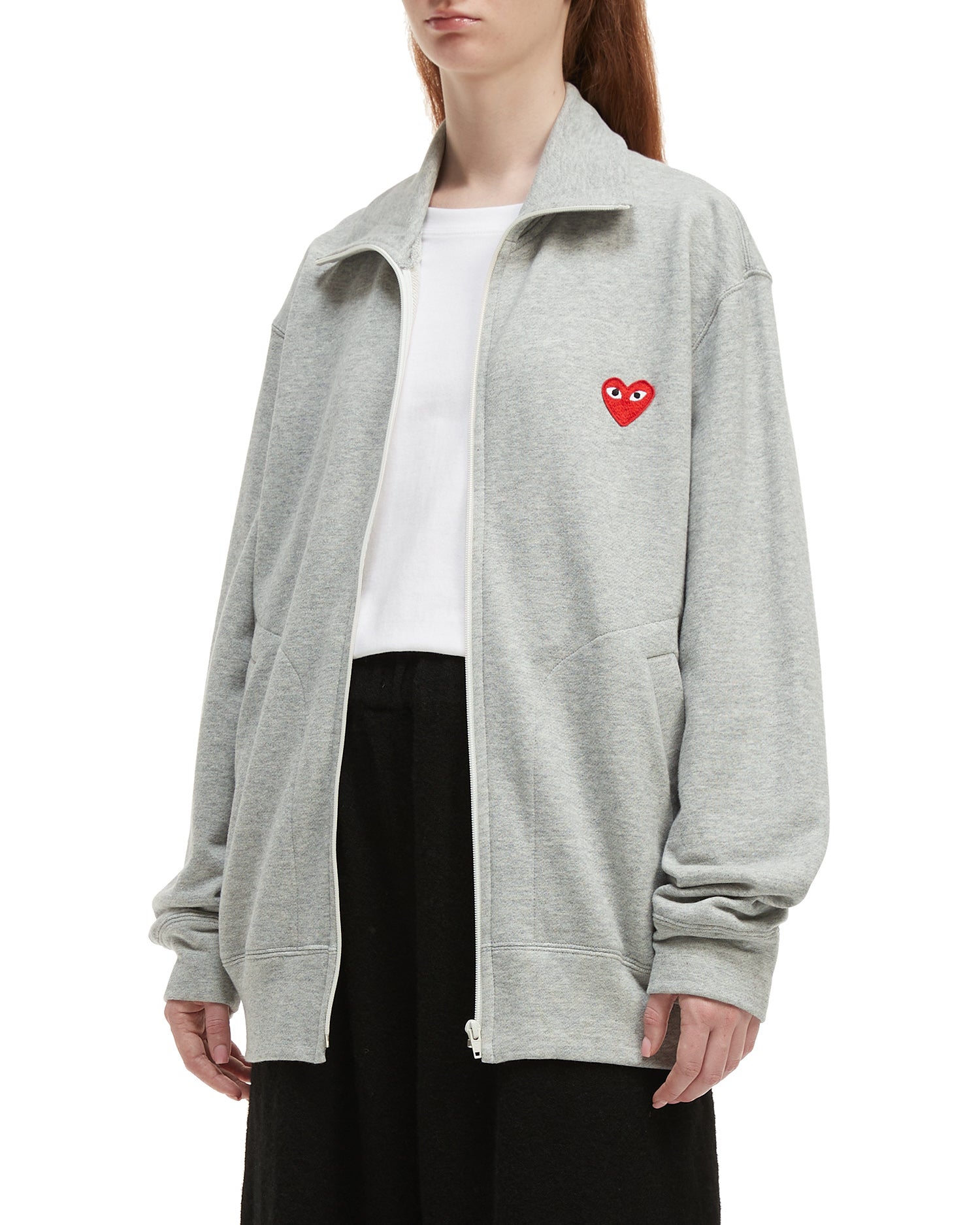 Heart logo zip-up cardigan