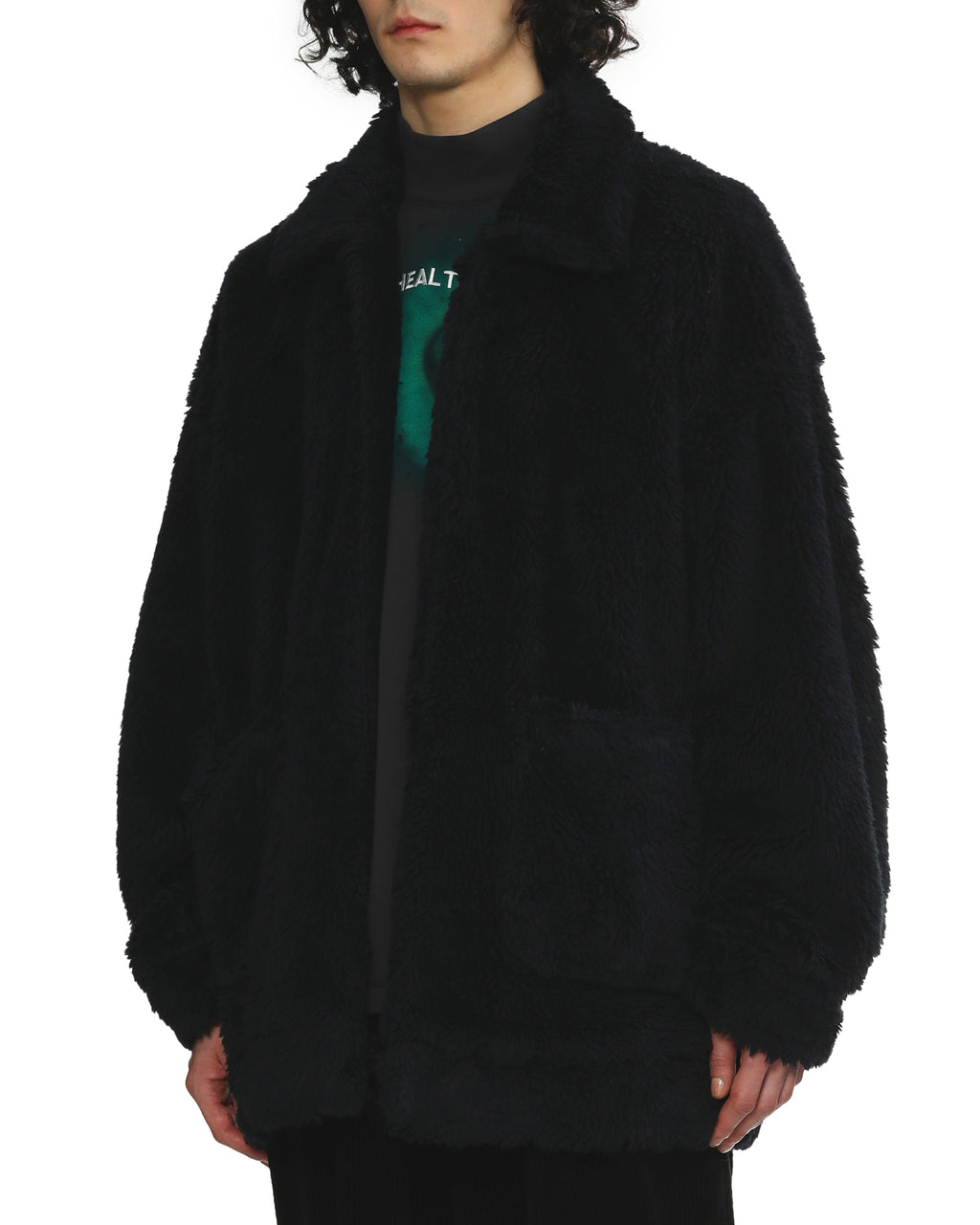 Graphic-detail fluffy jacket