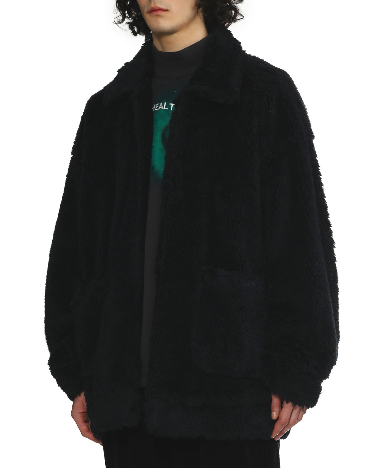 Graphic-detail fluffy jacket