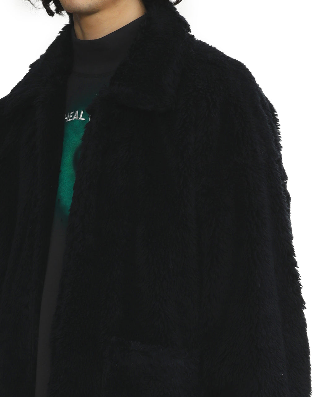 Graphic-detail fluffy jacket