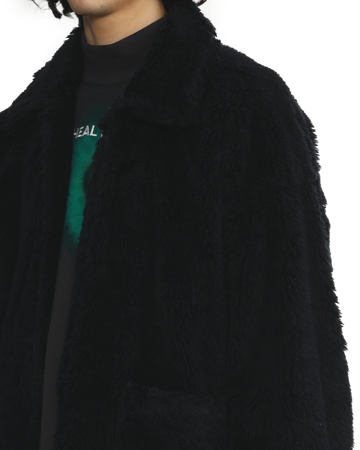 Graphic-detail fluffy jacket