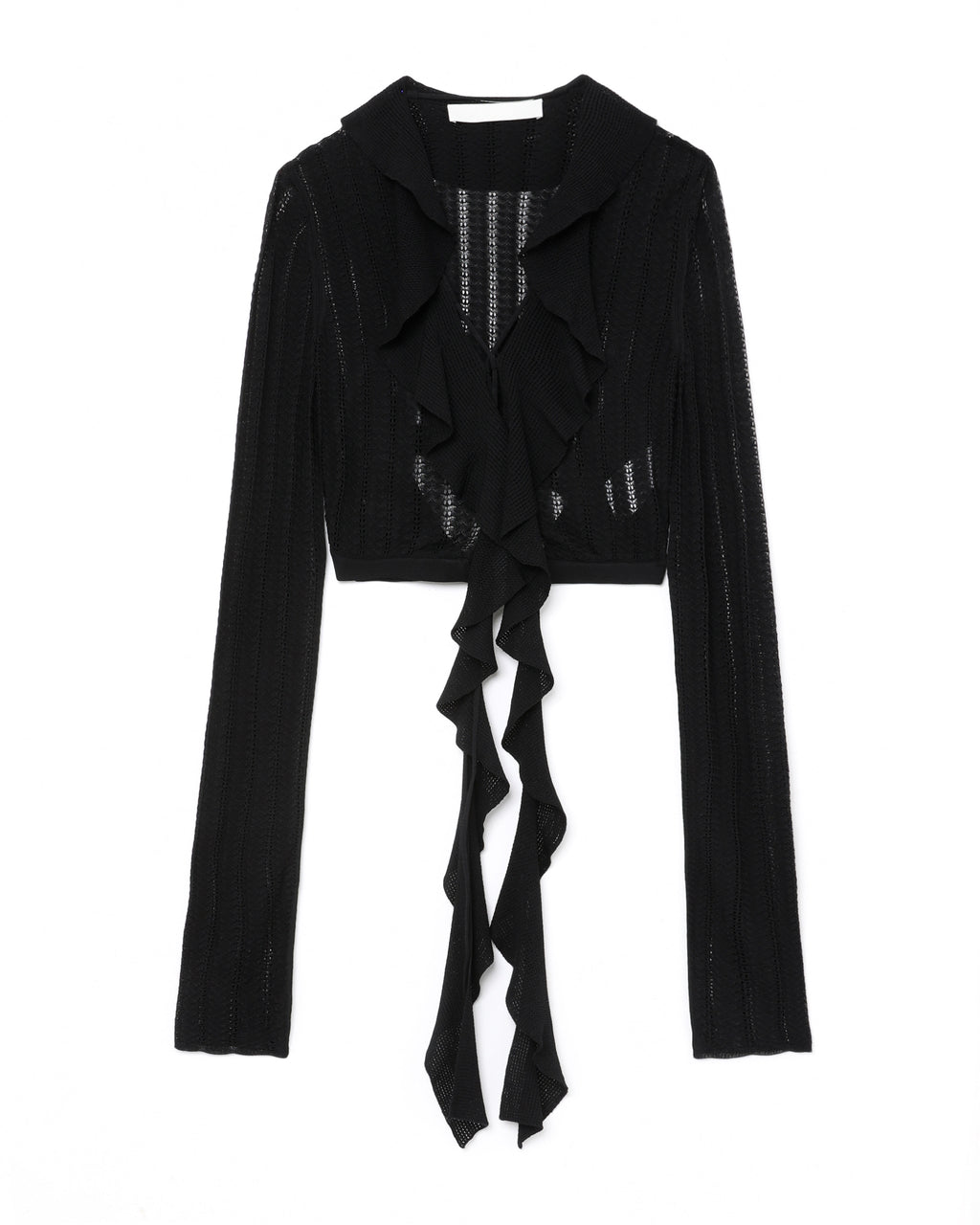 Cropped pointelle cardigan