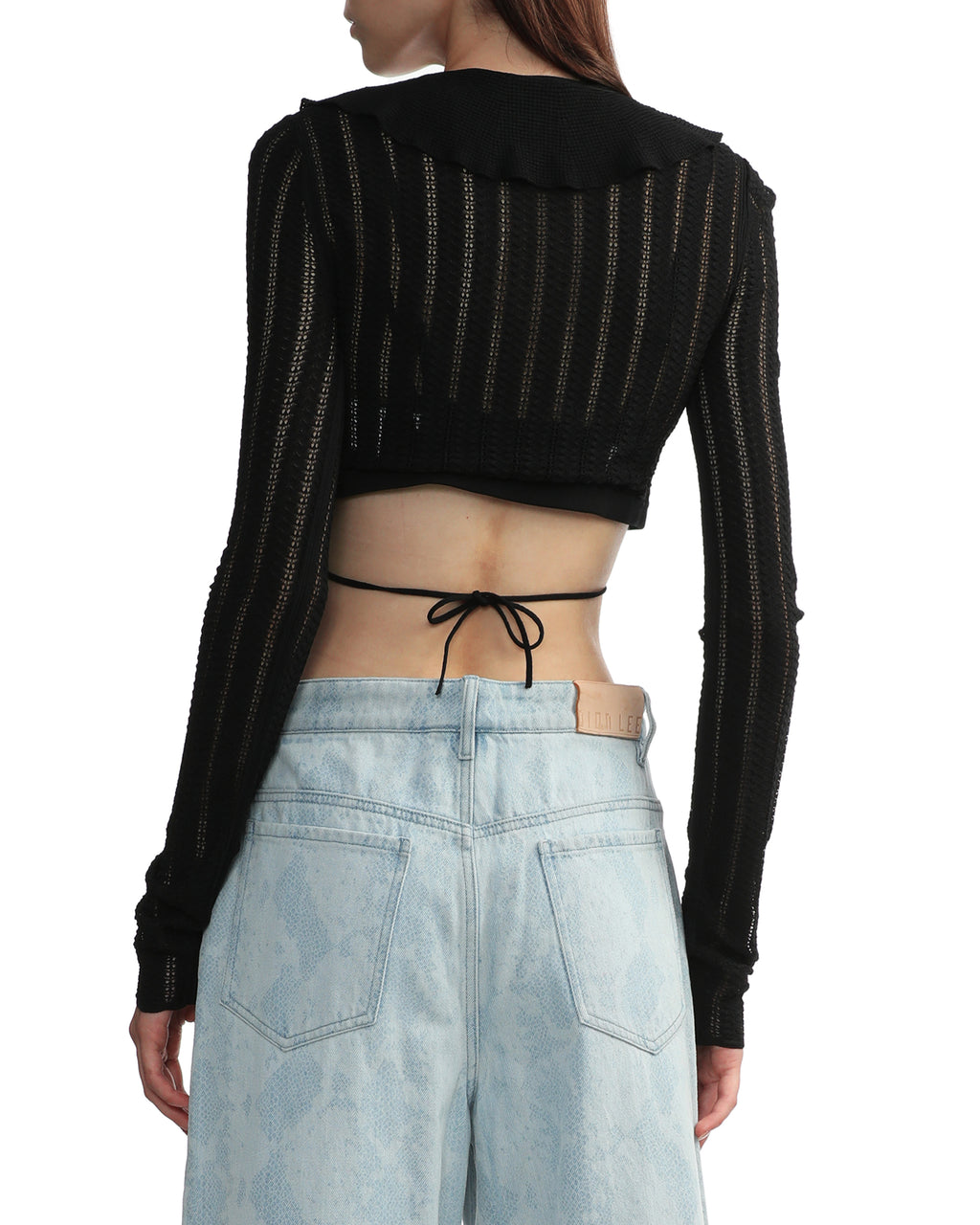 Cropped pointelle cardigan