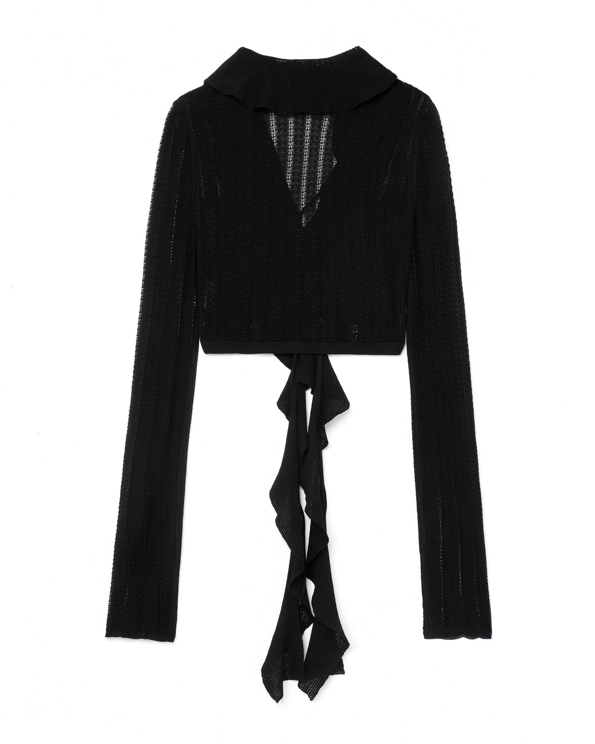 Cropped pointelle cardigan