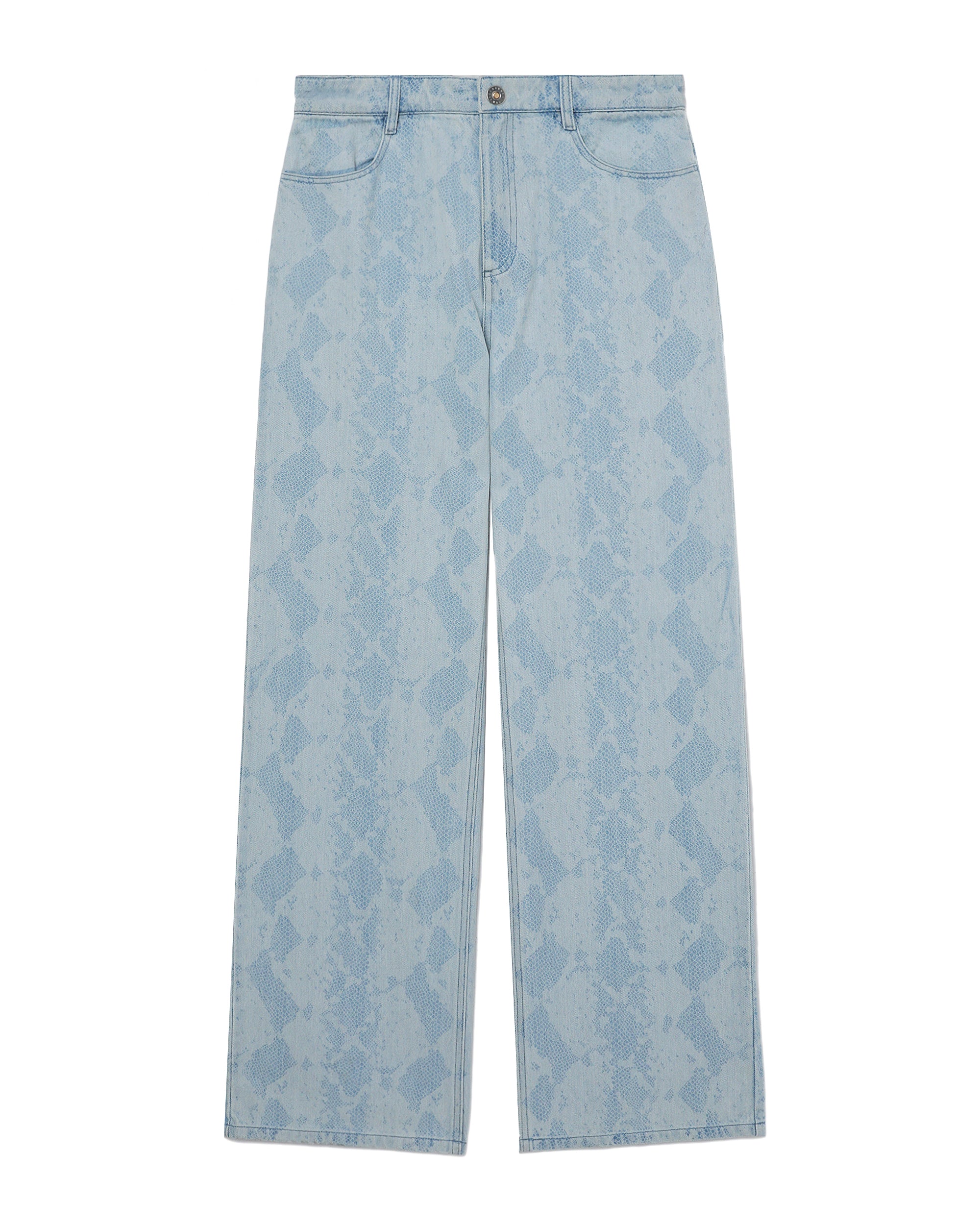 Snake etch denim pants
