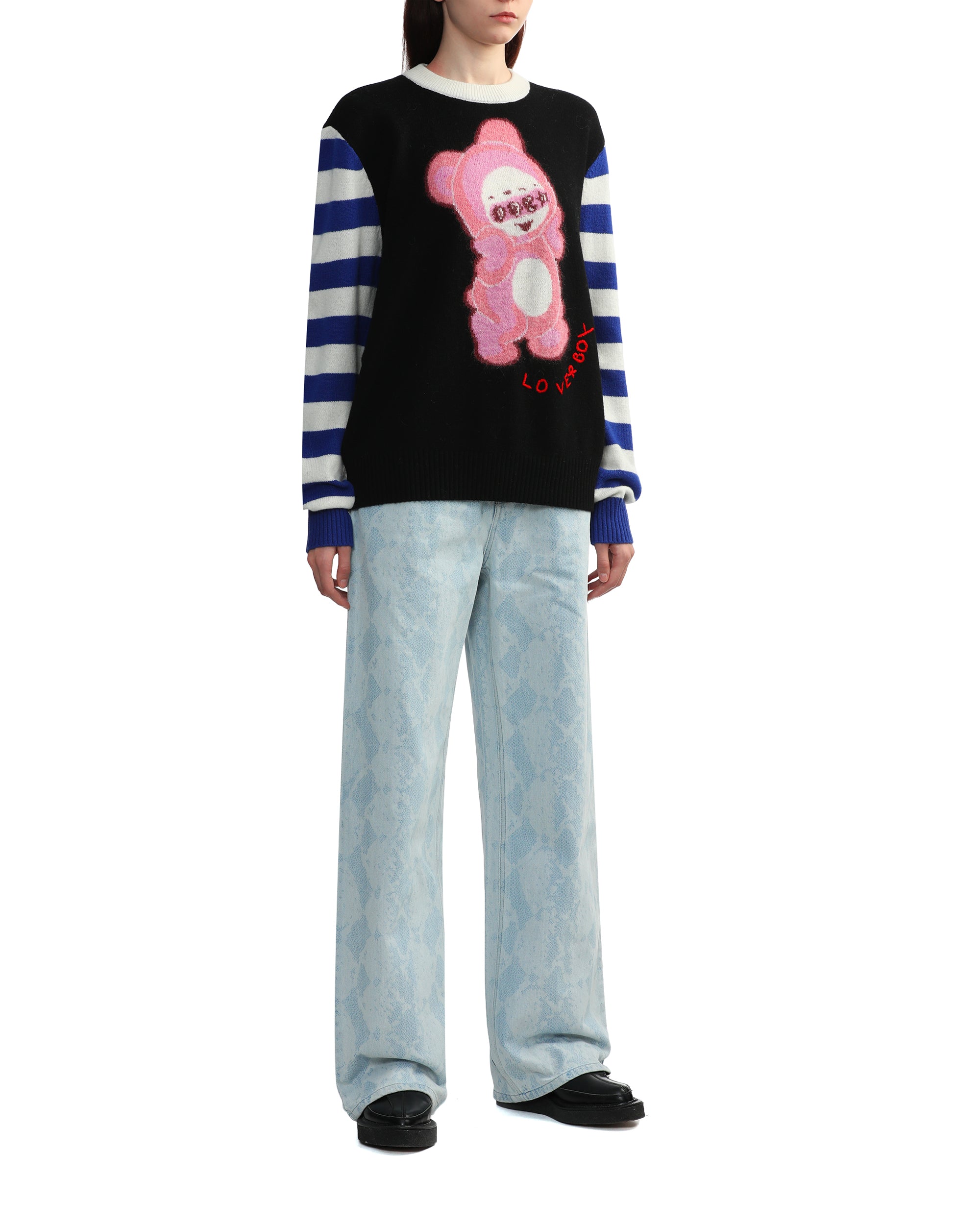 Snake etch denim pants