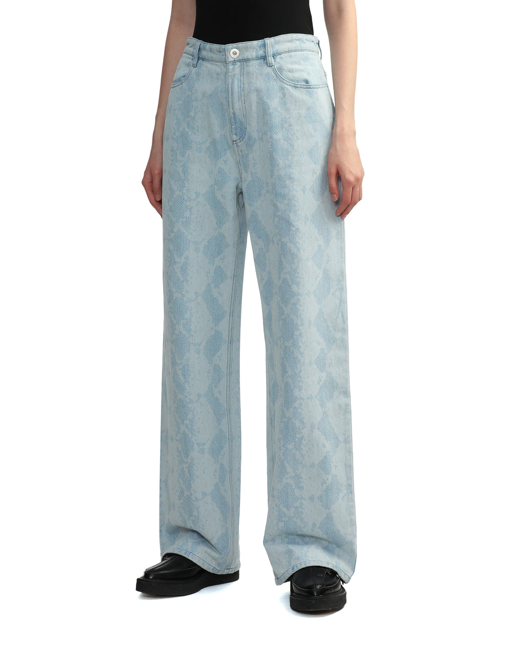Snake etch denim pants