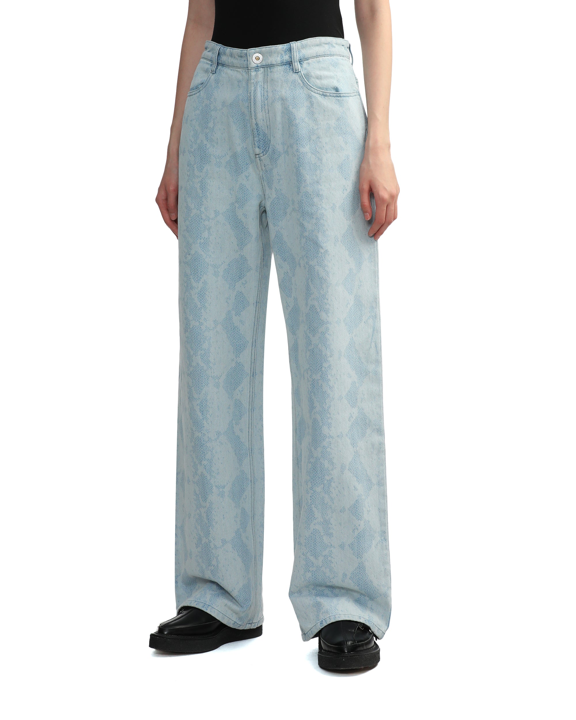 Snake etch denim pants