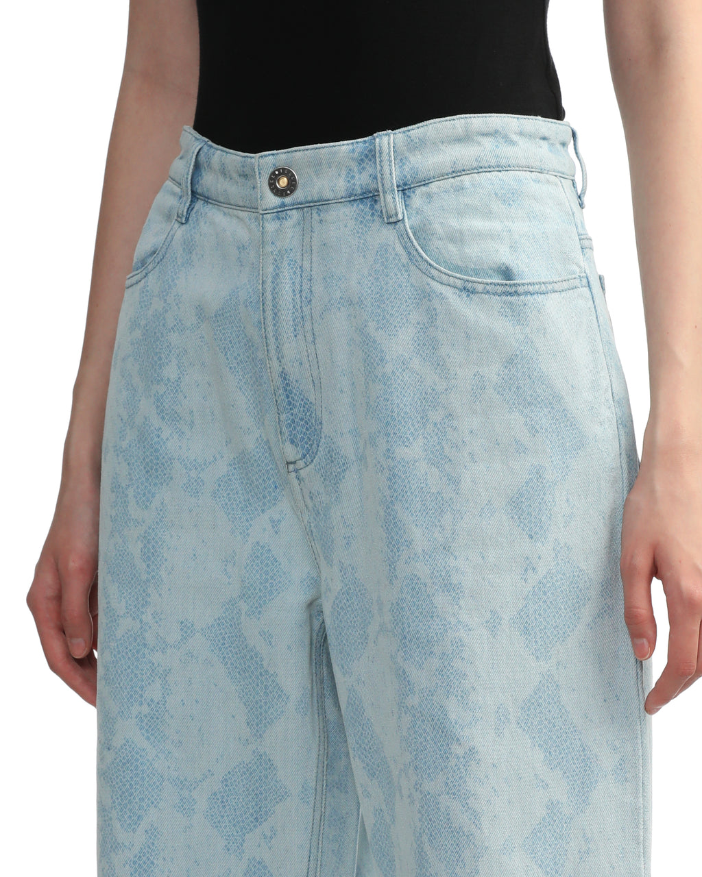 Snake etch denim pants
