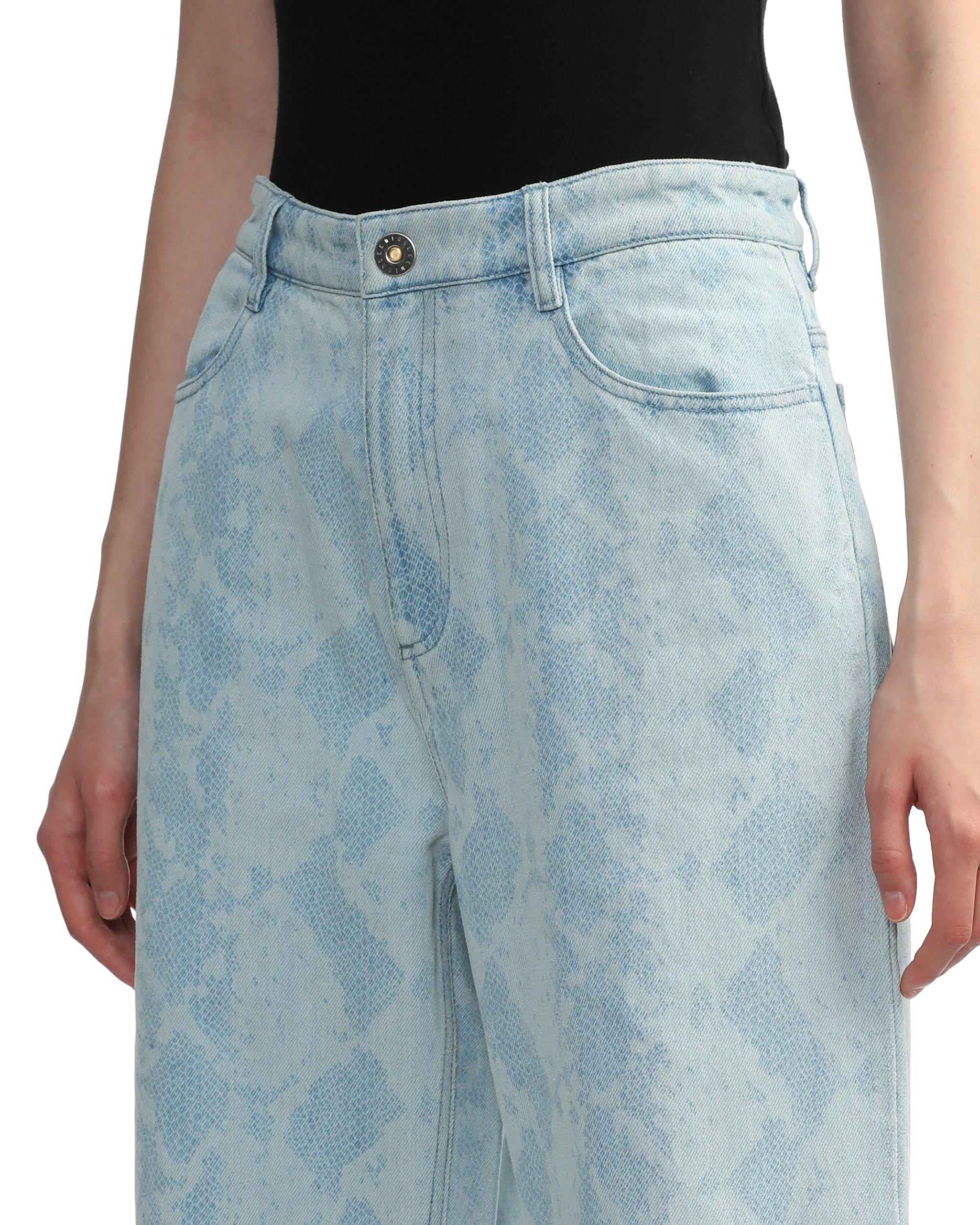 Snake etch denim pants