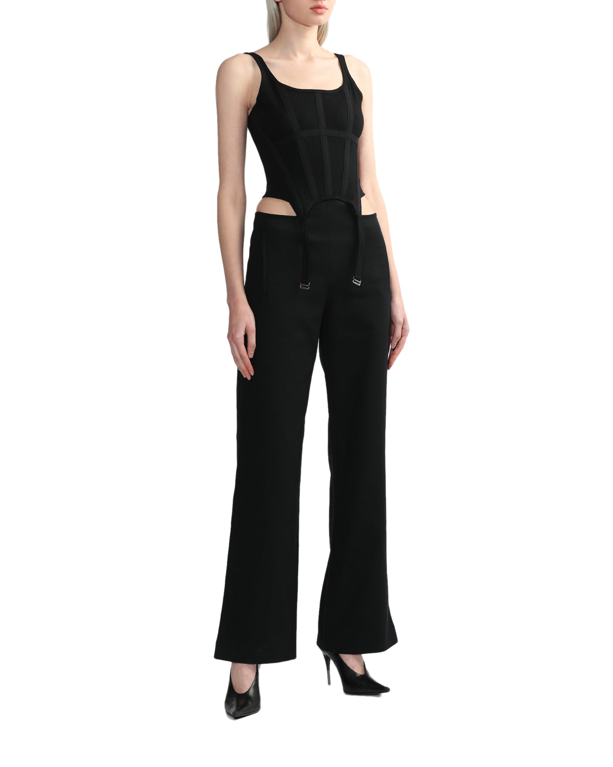 Y-front buckle trousers