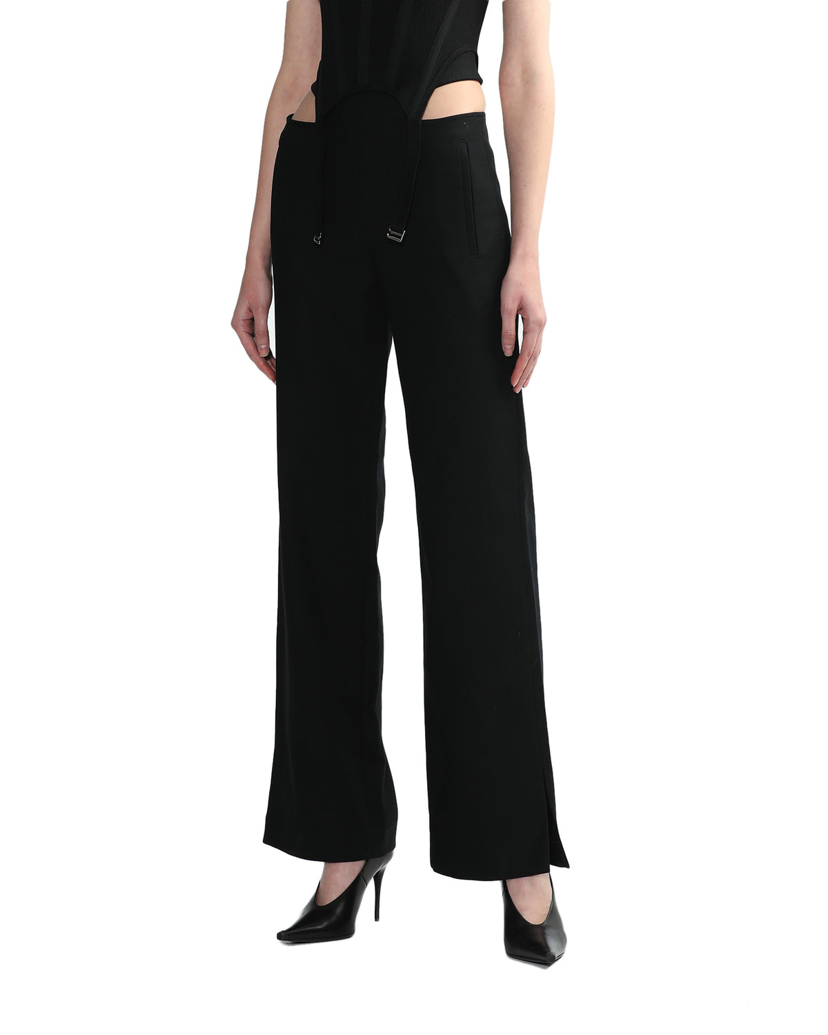 Y-front buckle trousers