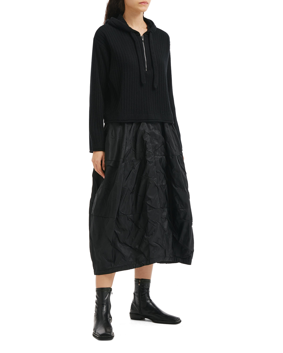 Half zip knit hoodie
