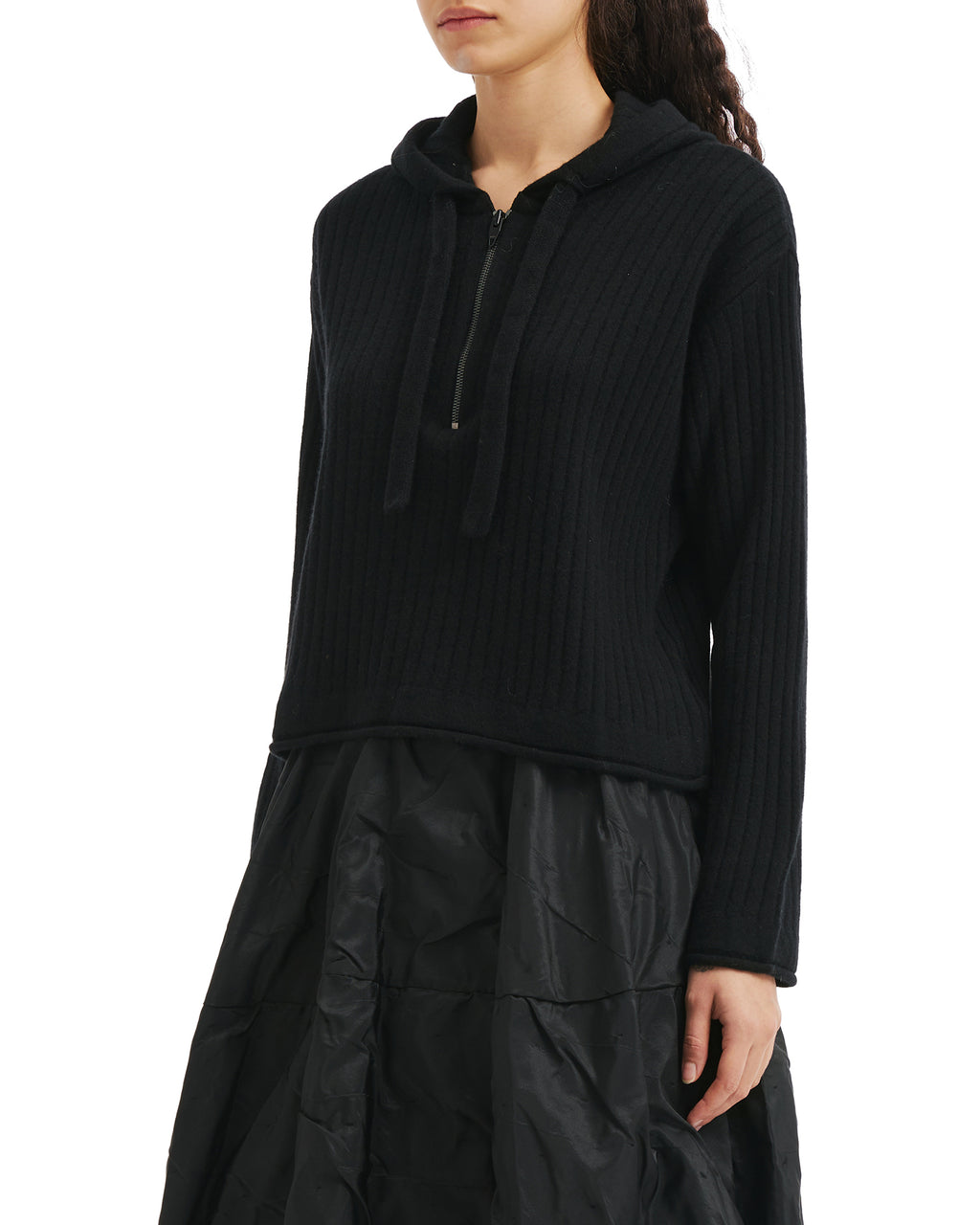 Half zip knit hoodie