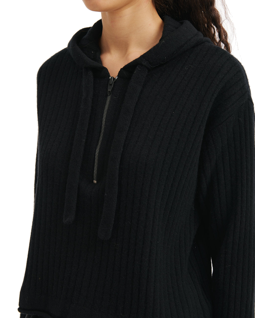 Half zip knit hoodie