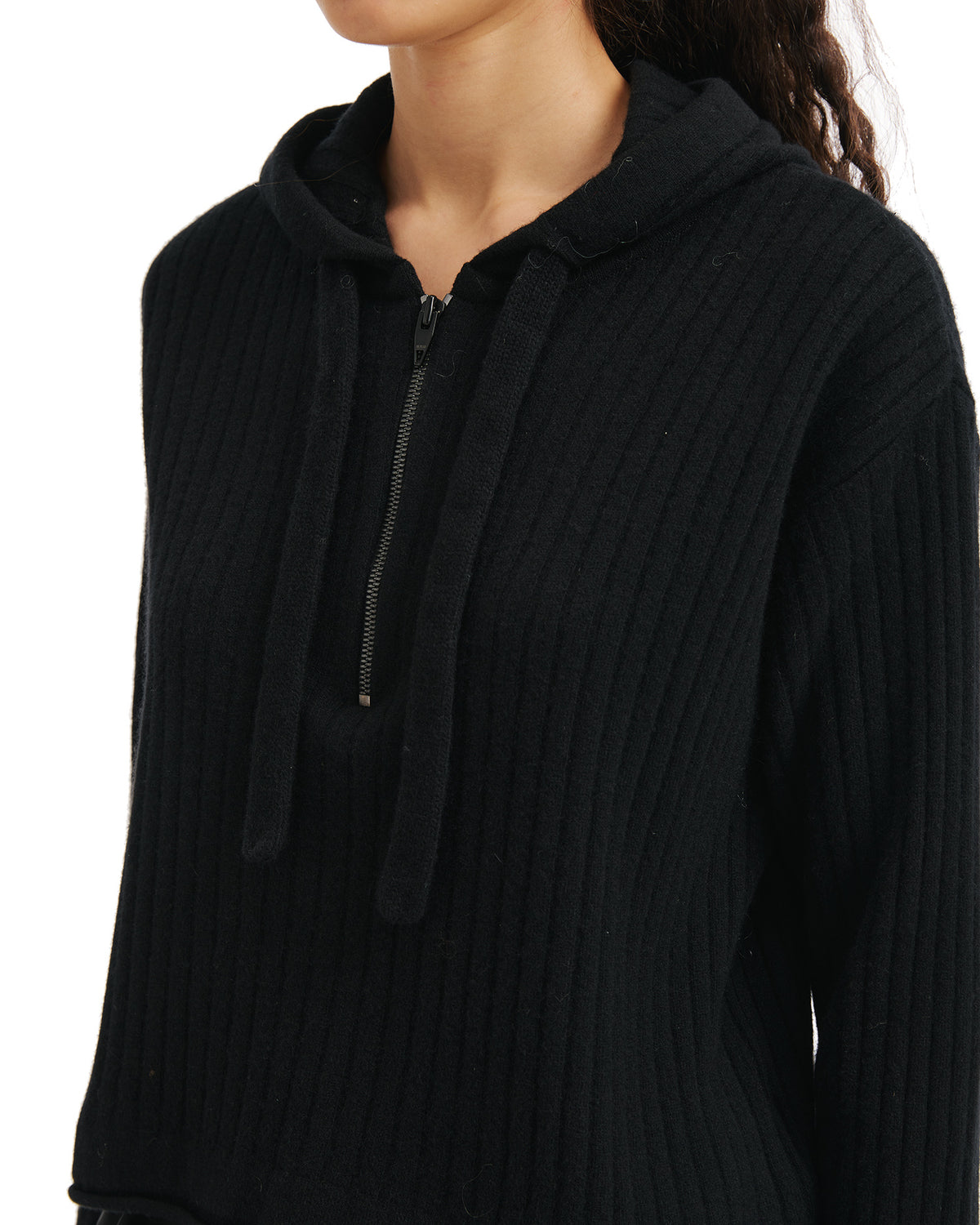 Half zip knit hoodie