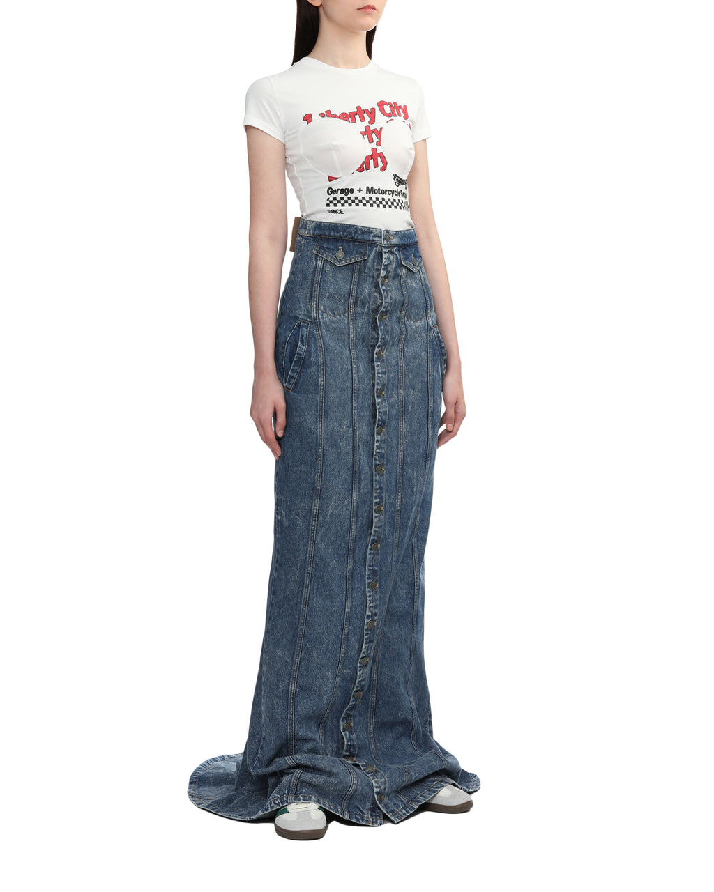 Denim maxi skirt