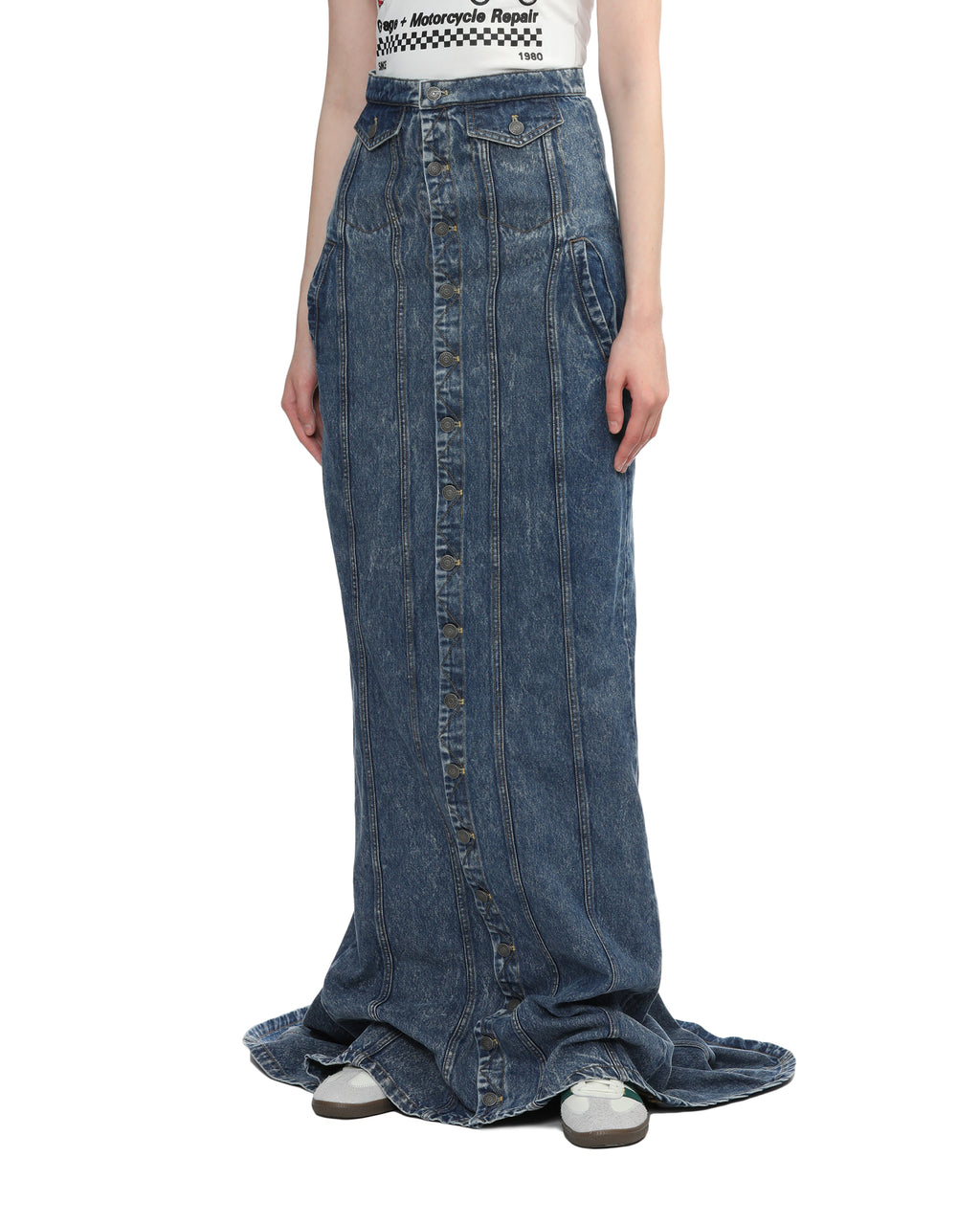 Denim maxi skirt