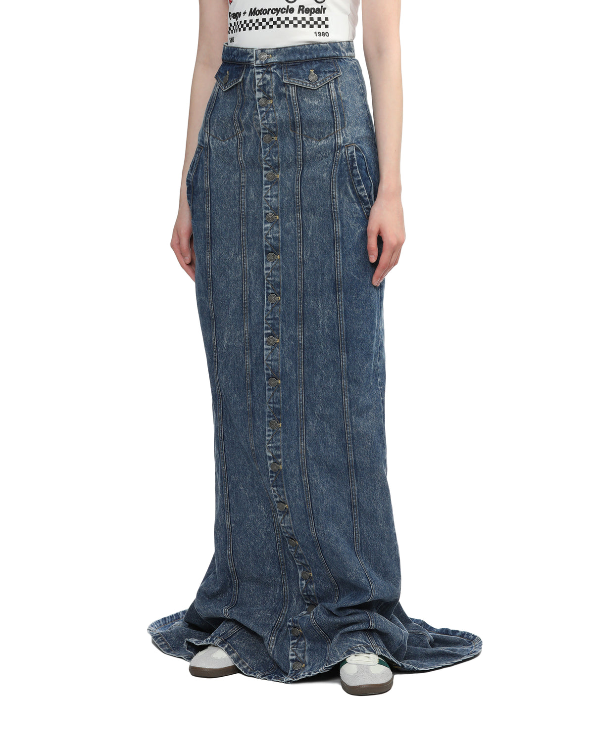 Denim maxi skirt