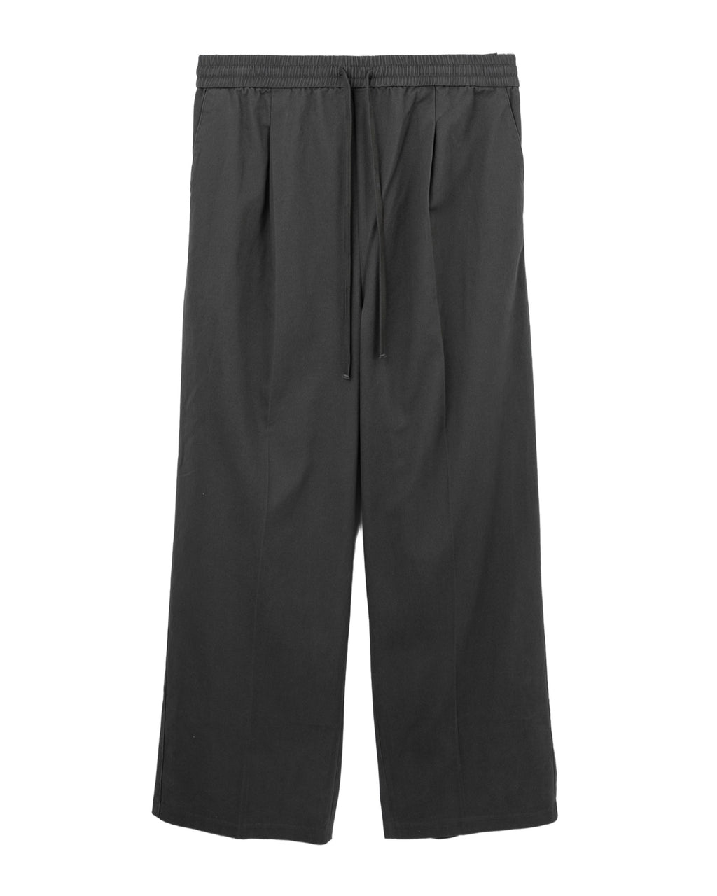 Cotton twill pleat front drawstring pant