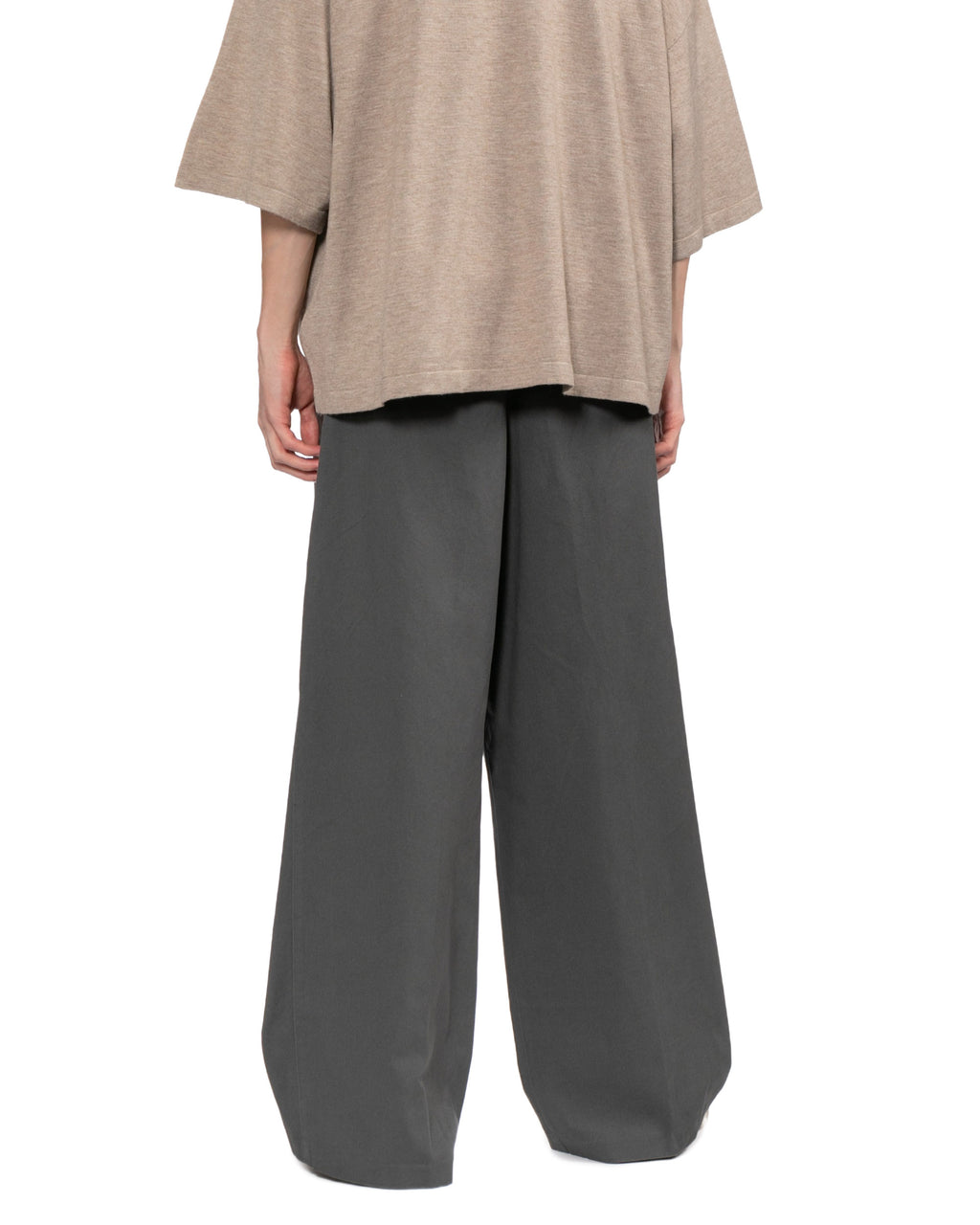 Cotton twill pleat front drawstring pant