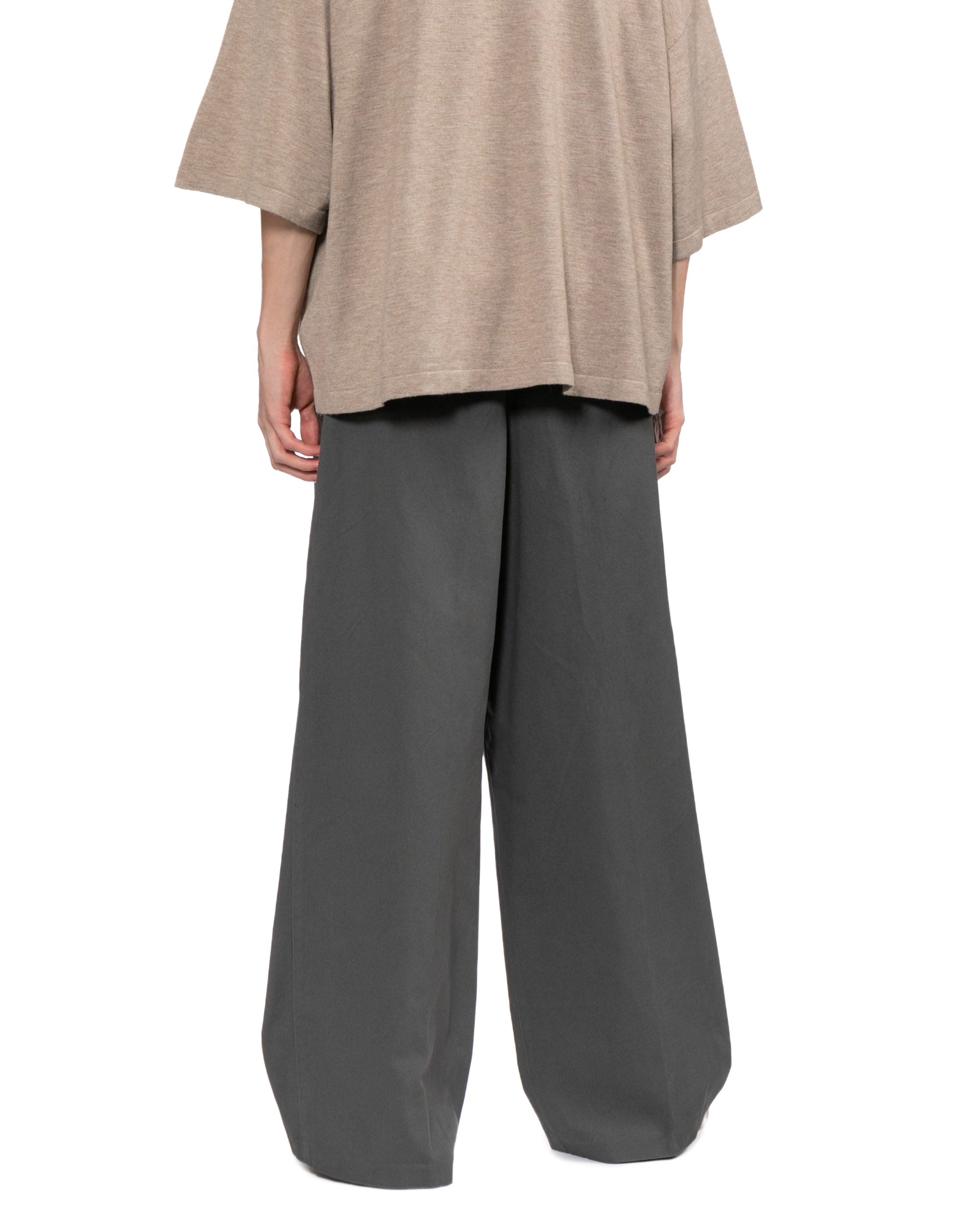 Cotton twill pleat front drawstring pant