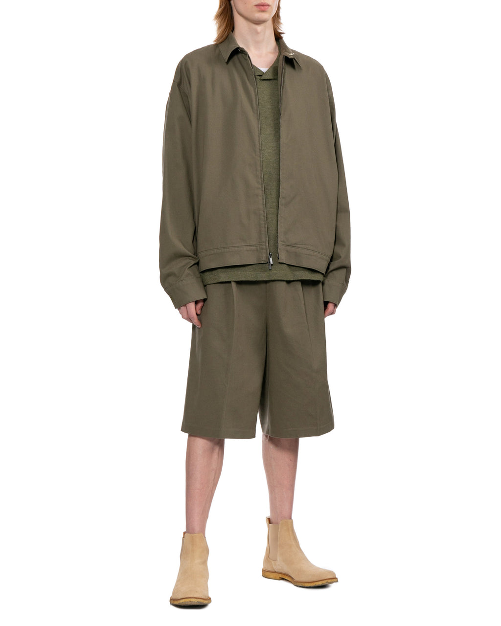 Cotton twill relaxed drawstring shorts