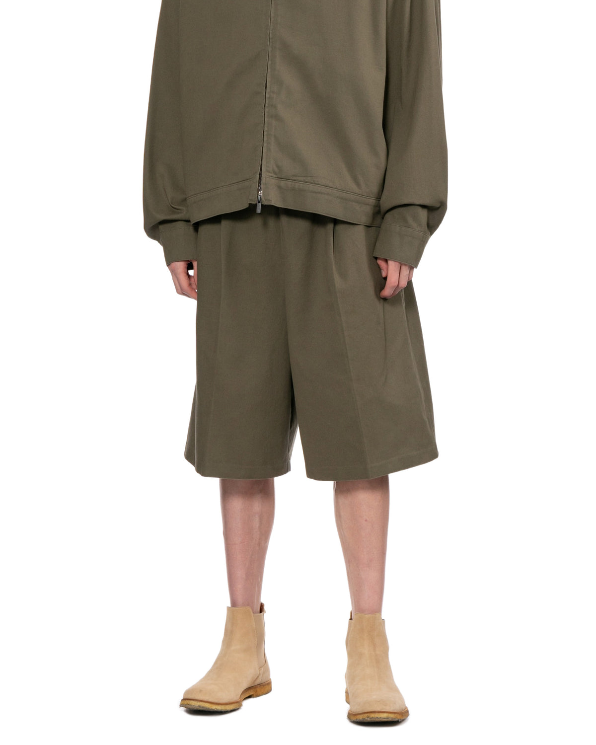 Cotton twill relaxed drawstring shorts