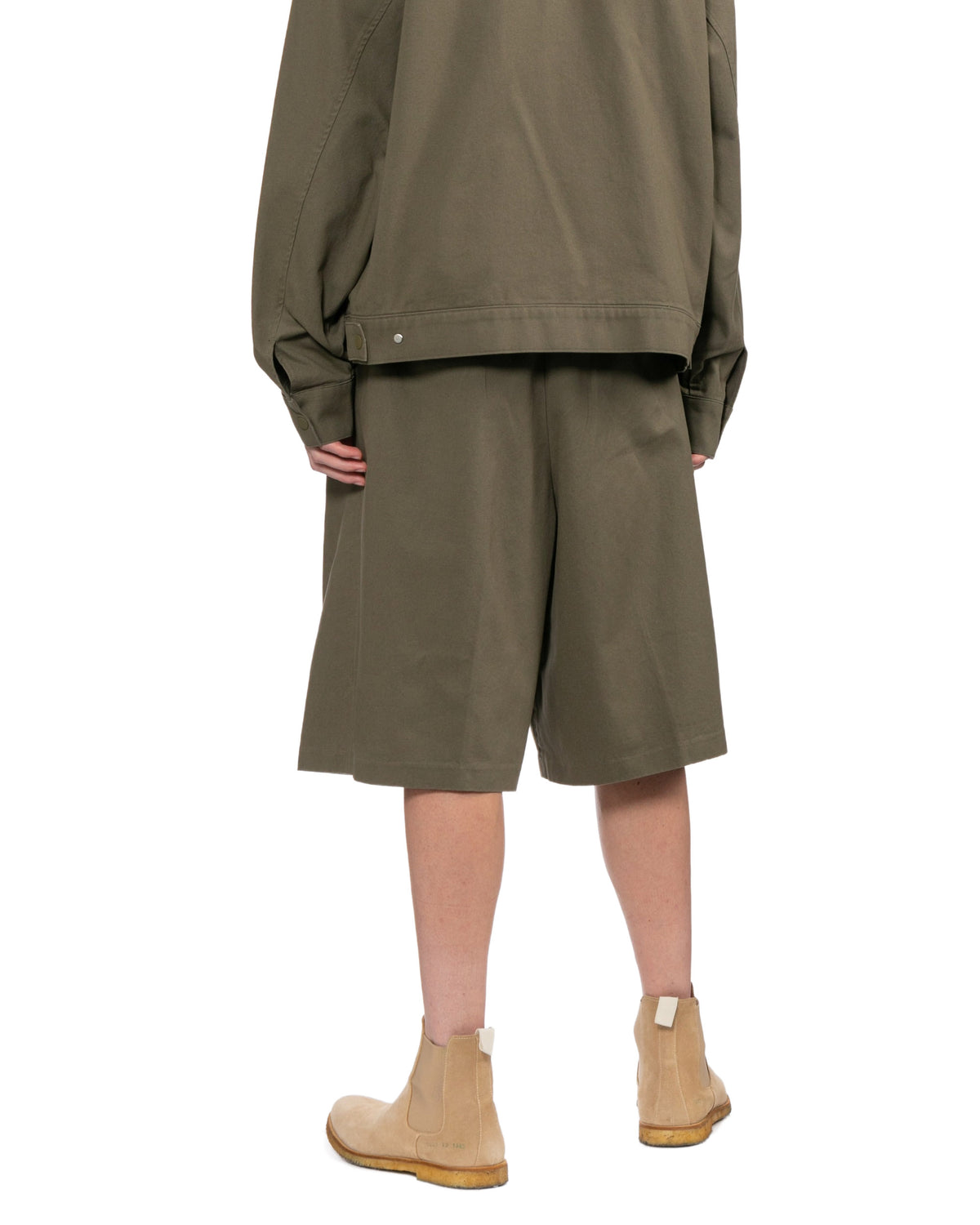 Cotton twill relaxed drawstring shorts