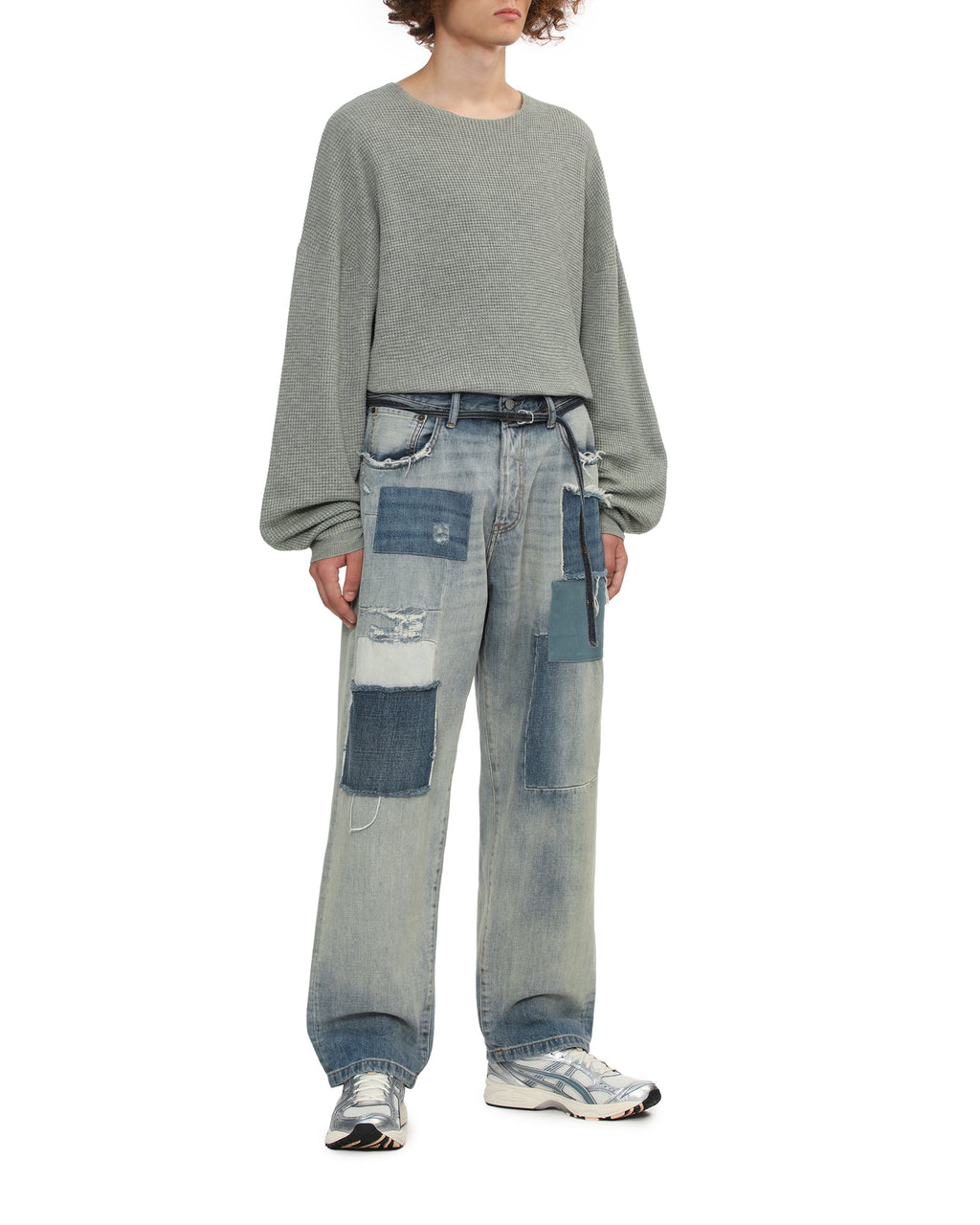 Waffle crew neck sweater