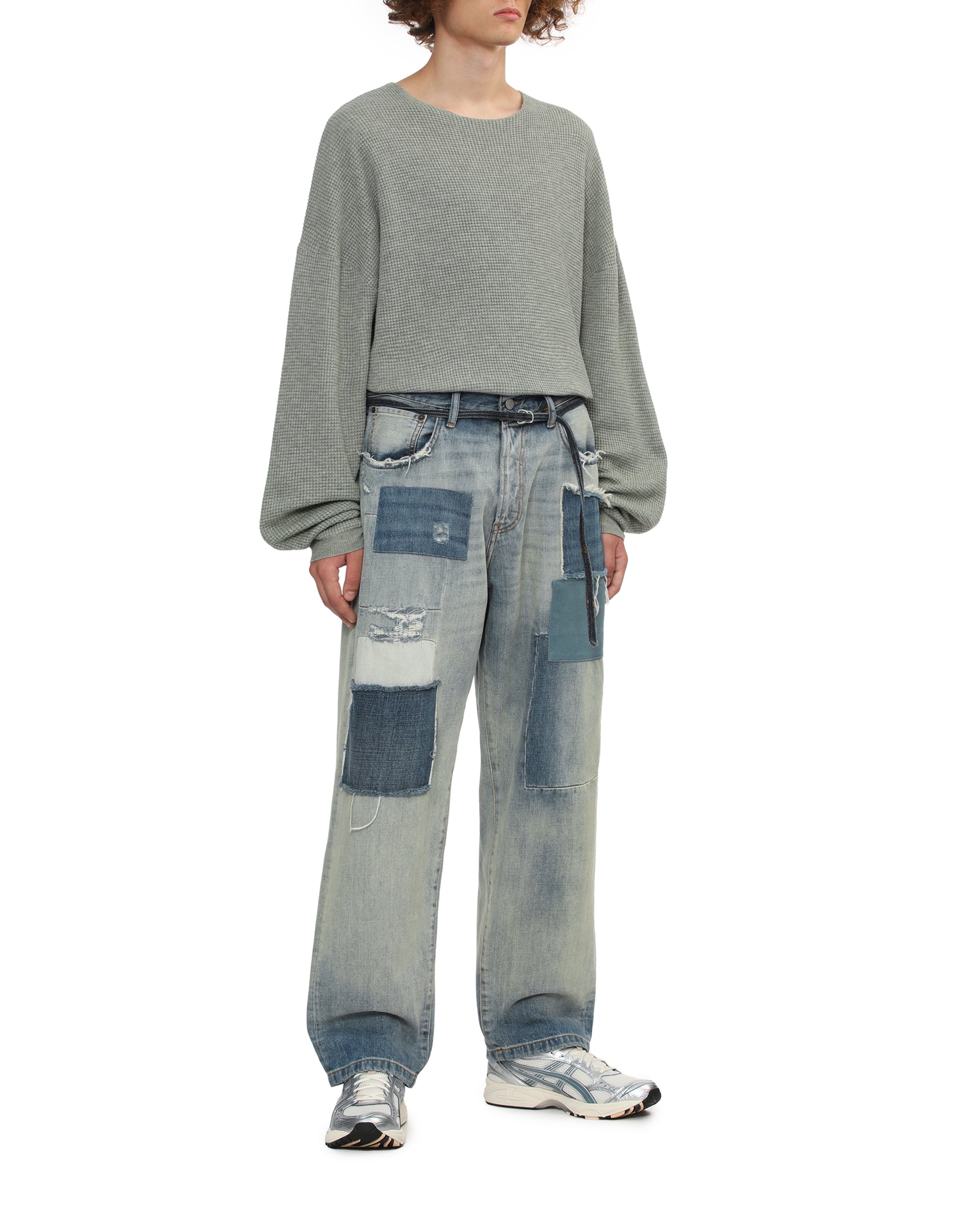 Waffle crew neck sweater
